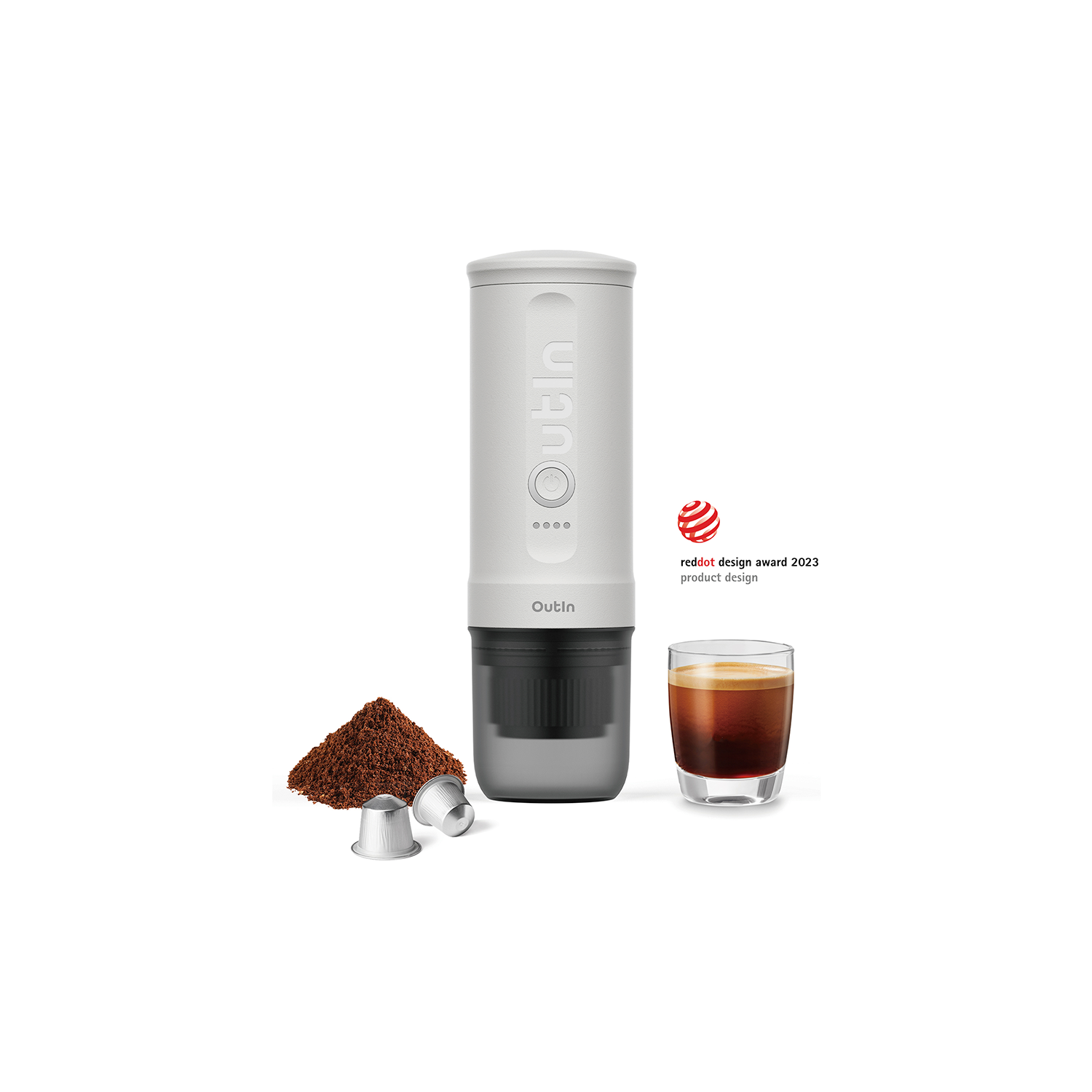 Outin Nano Portable Electric Espresso Machine, 3 Mins Fast Self-Heating, Mini Small, Christmas Gift, Coffee Maker, NS Capsule & Ground Coffee for