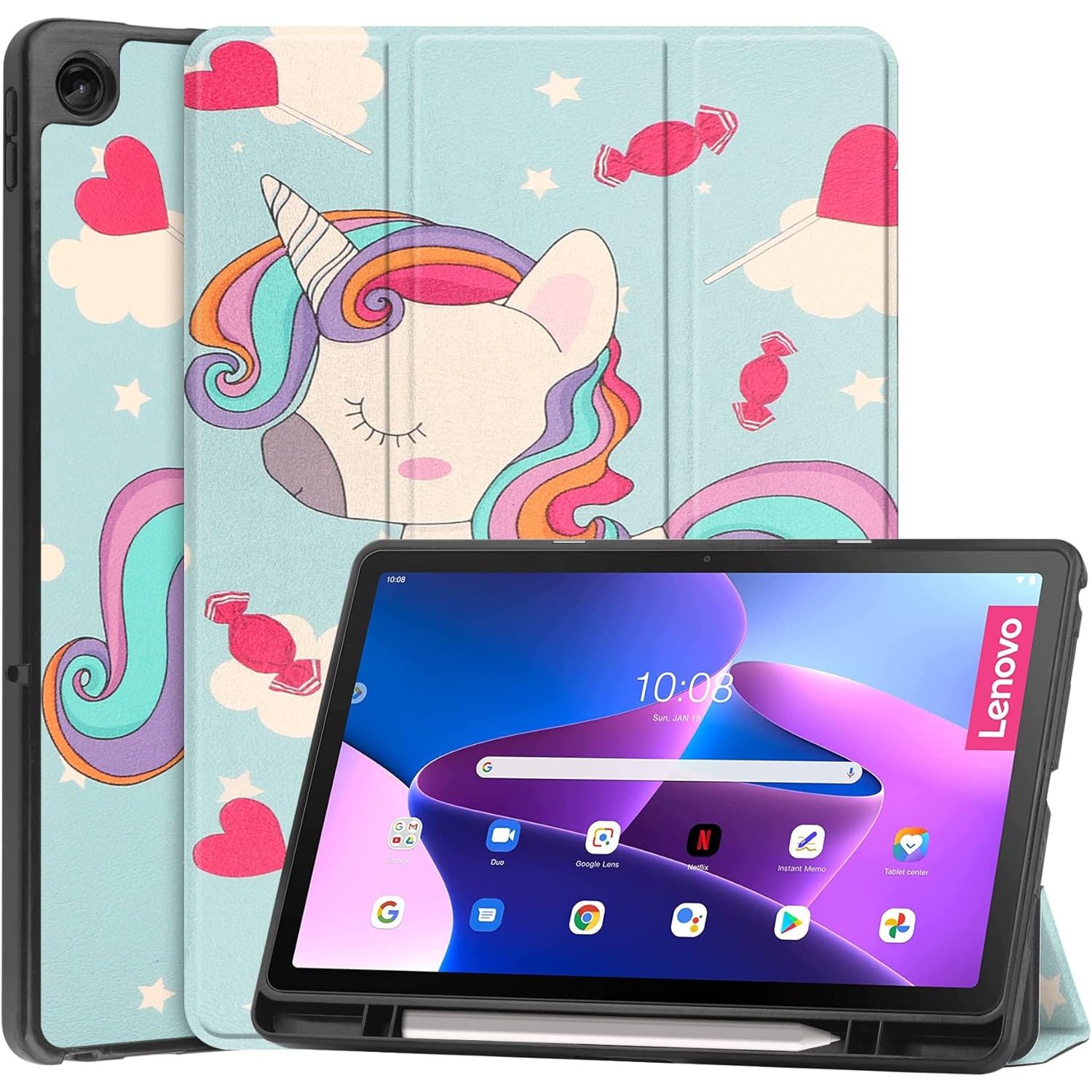 Case for Lenovo Tab M10 Plus (3rd Gen) 10.6" (TB-125F/TB-128F), Trifold Stand PU Leather Case [Auto Sleep/Wake]