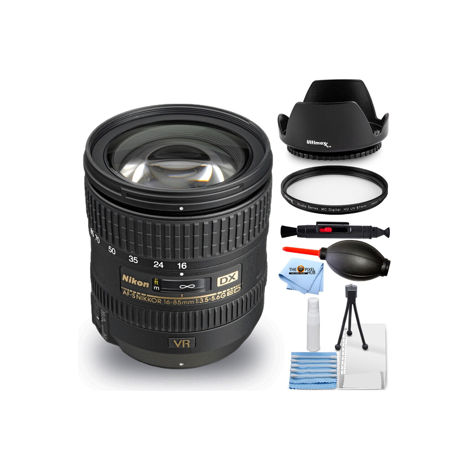 Objectif AF-S DX NIKKOR 16-85&nbsp;mm f/3,5-5,6G ED VR 2178&nbsp;mm de Nikon - Ensemble essentiel UV