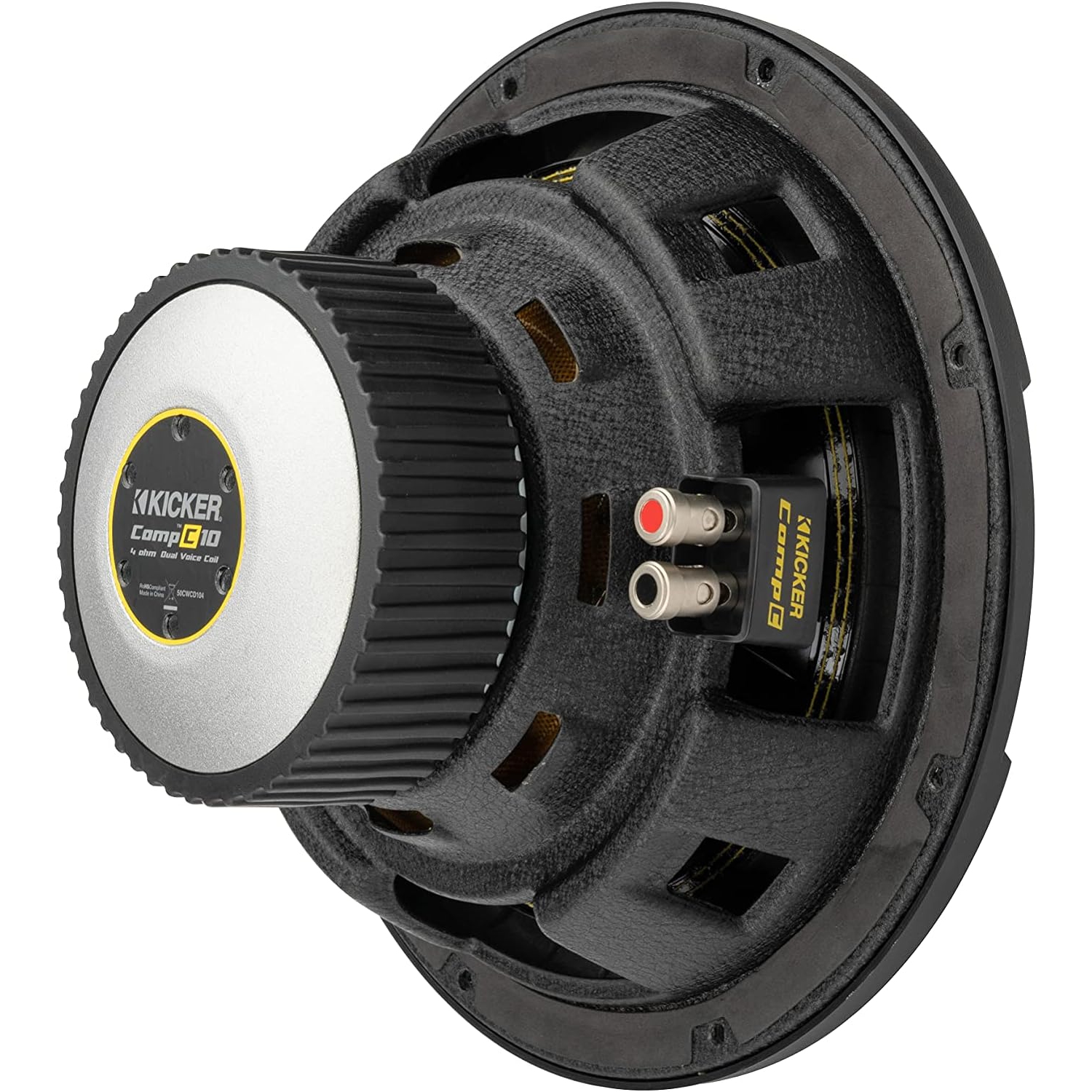 Kicker 50TCWC102 – haut-parleur d’extrêmes graves CompC de 10 po dans boîtier mince, 2 ohms, compatible RoHS