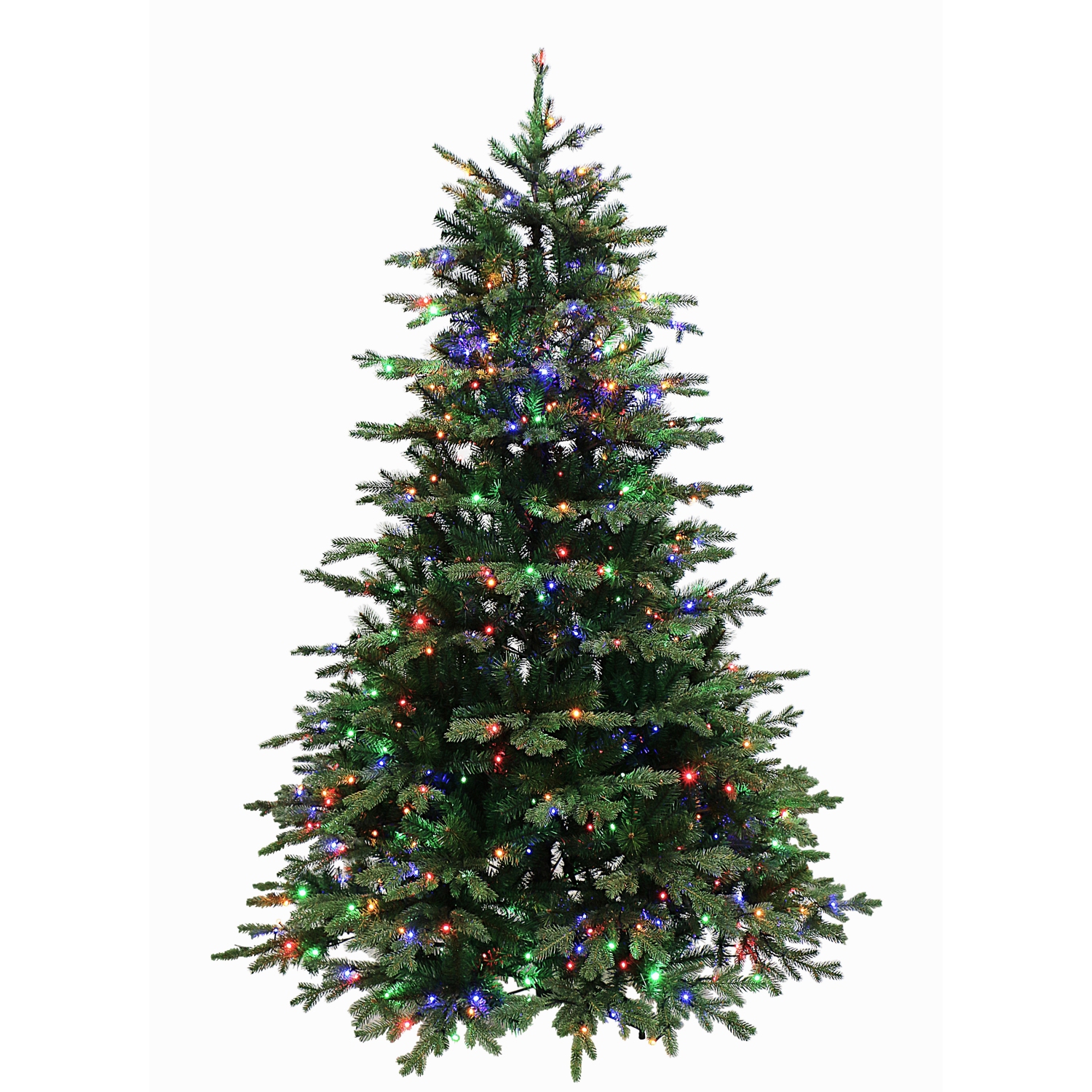 Sapin de Noël artificiel de Noël Balsam européen de 7 pi illuminé par deux ampoules DEL de couleur.