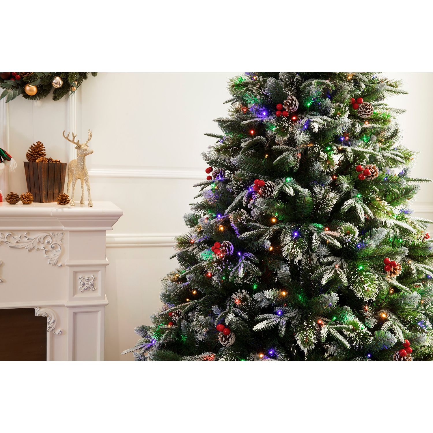 Sapin de Noël givré double de 6 pi avec lumières DEL qui changent de couleur pour les Fêtes