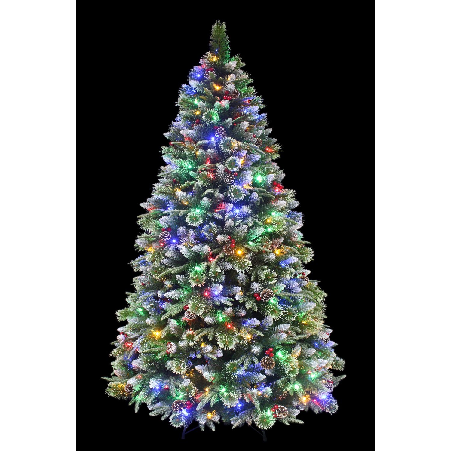 Sapin de Noël givré double de 5 pi avec lumières DEL qui changent de couleur pour les Fêtes
