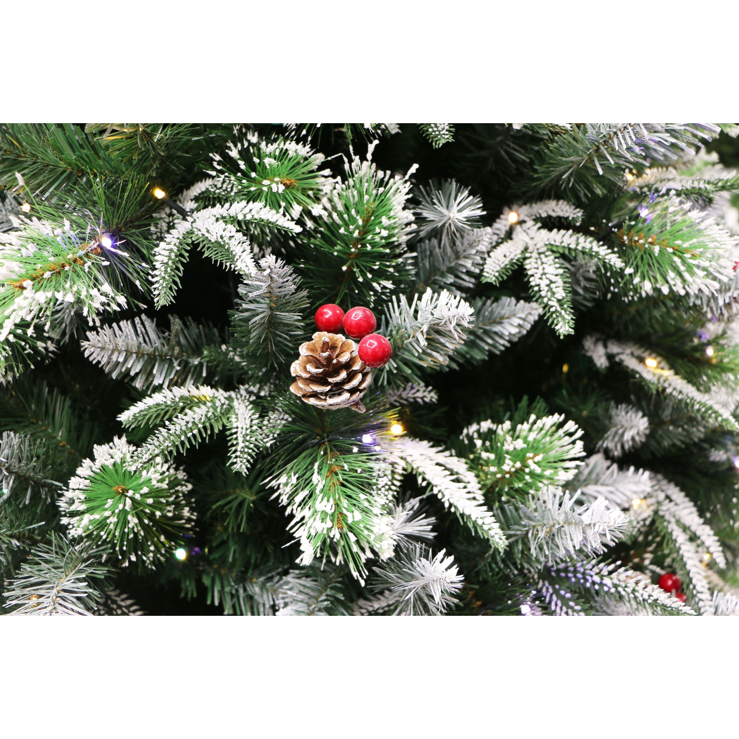 Sapin de Noël givré double de 7 pi avec lumières DEL qui changent de couleur pour les Fêtes