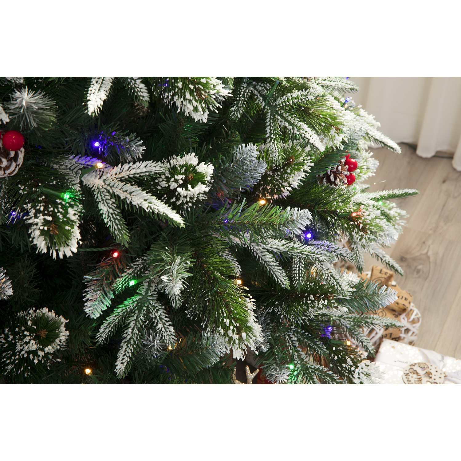 Sapin de Noël givré double de 7 pi avec lumières DEL qui changent de couleur pour les Fêtes