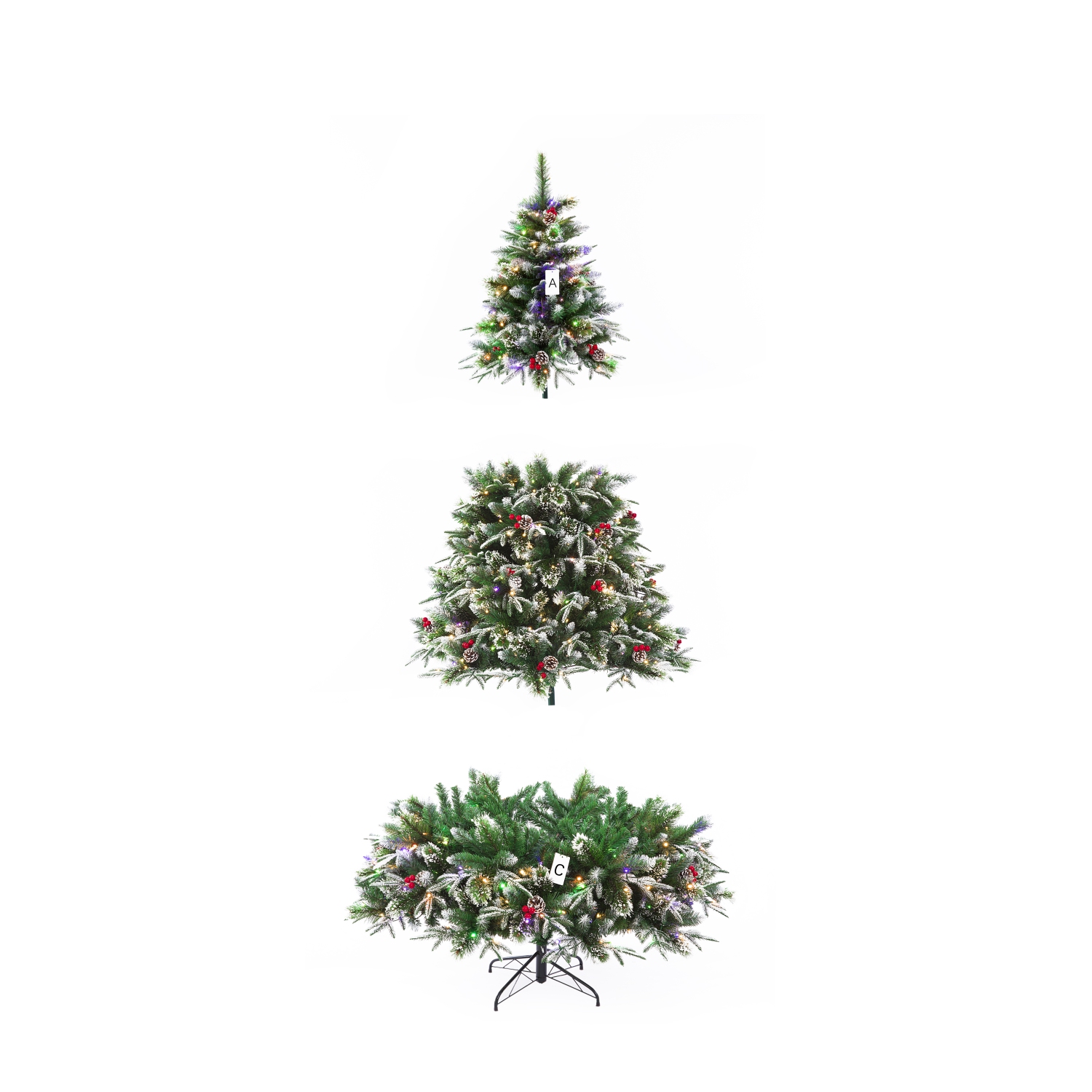 Sapin de Noël givré double de 7 pi avec lumières DEL qui changent de couleur pour les Fêtes