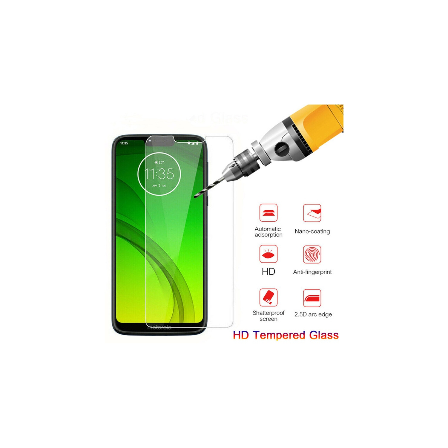 (2 Pack) Designed for Motorola Moto G Play Tempered Glass Screen Protector, Anti Scratch, Bubble