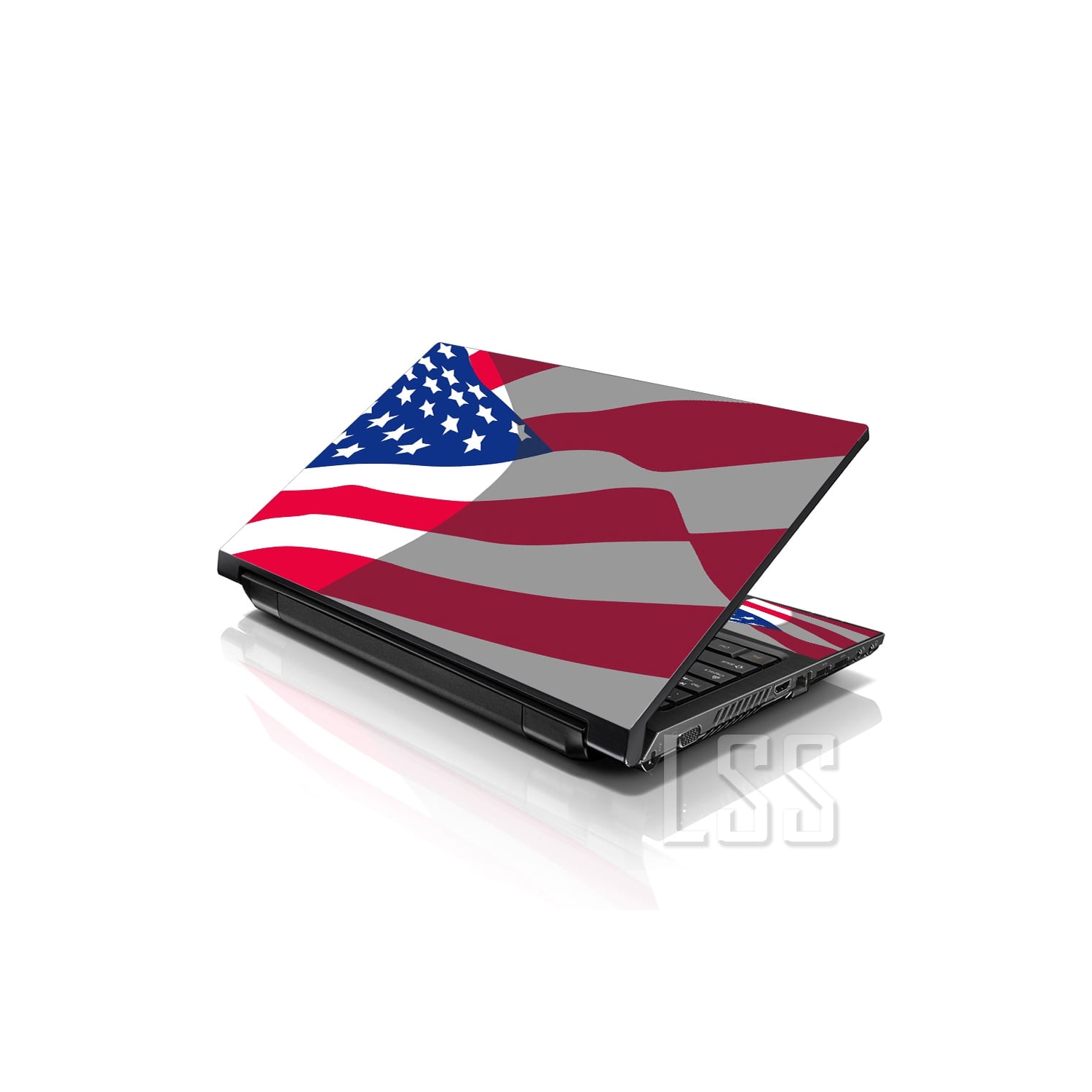 LSS 15 15.6 Inches Laptop Notebook Skin Sticker with 2 Wrist Pads - Reusable Cover Protector Vinyl Sticker Cover Decal Fits 13" - 16" - USA Flag
