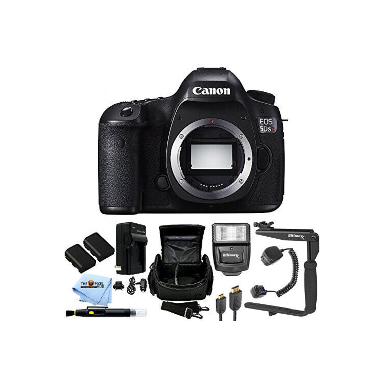 Canon EOS 5DS R DSLR Camera (Body Only) Extra Batteries + Flash + Case Bundle