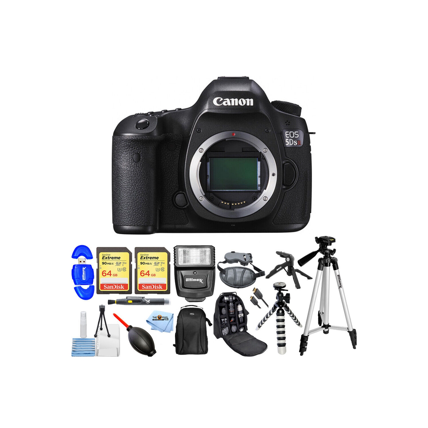 Canon EOS 5DS R DSLR Camera (Body Only) 0582C002 + 128GB + Backpack Bundle