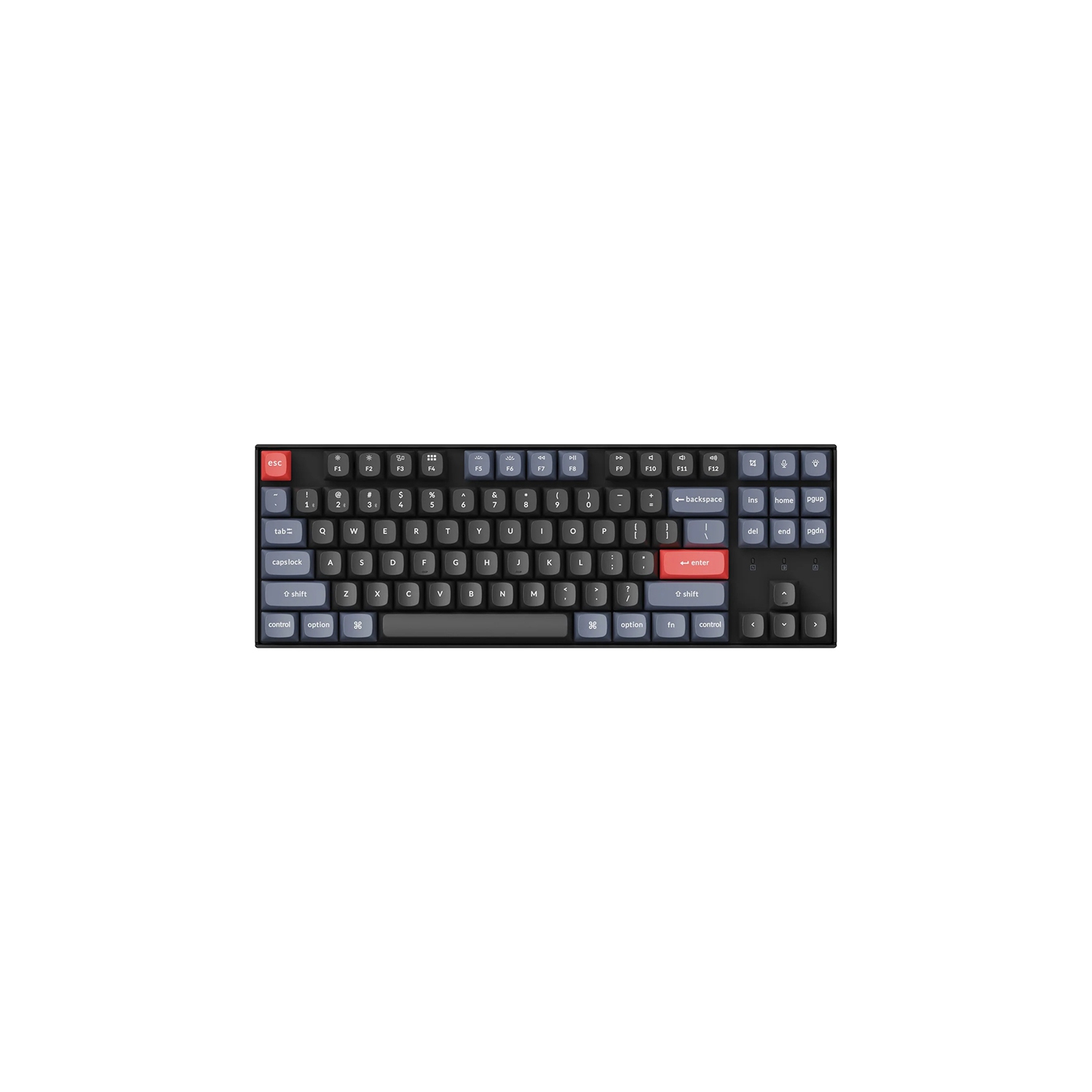 Keychron K8 Pro Hotswap Mechanical Keyboard - White LED - Black - Wireless - Gateron Pro Red - TKL - Windows Mac OS (K8P-G1)