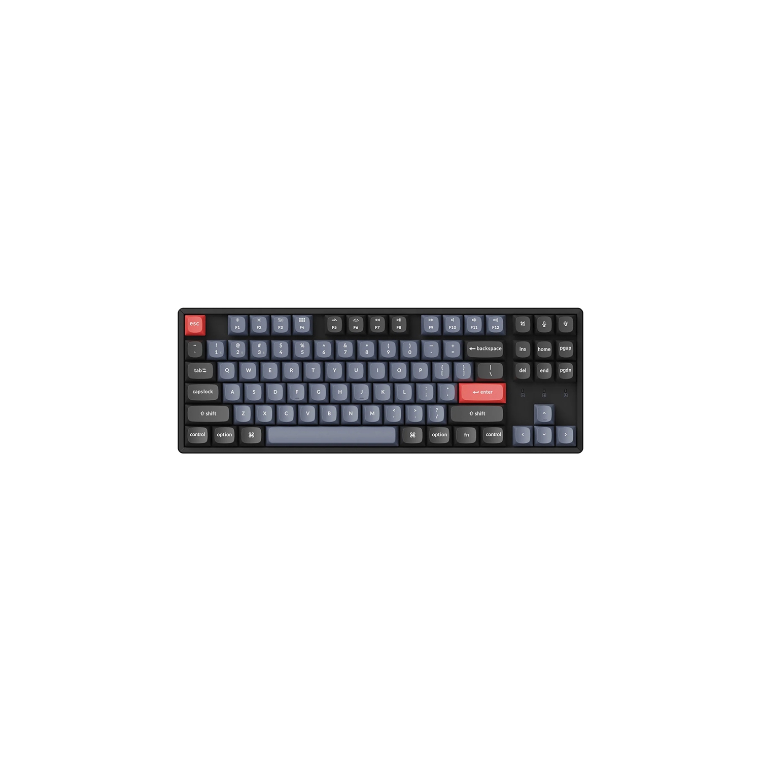 Keychron K8 Pro Hotswap Mechanical Keyboard - Aluminum Frame RGB - Black - Wireless - Gateron Pro Red - TKL - Windows Mac OS (K8P-J1)