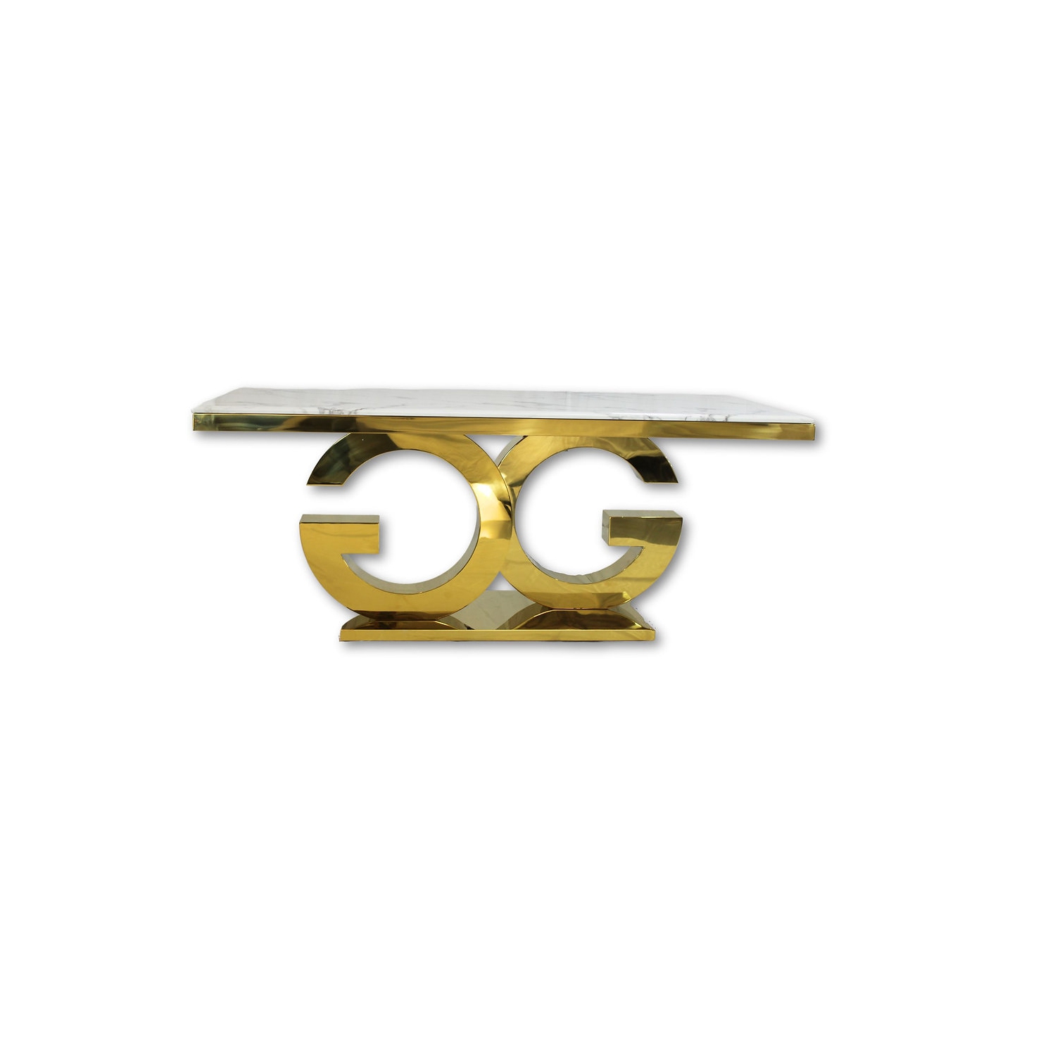 Gracie Dining Table Gold with Diamond Chairs