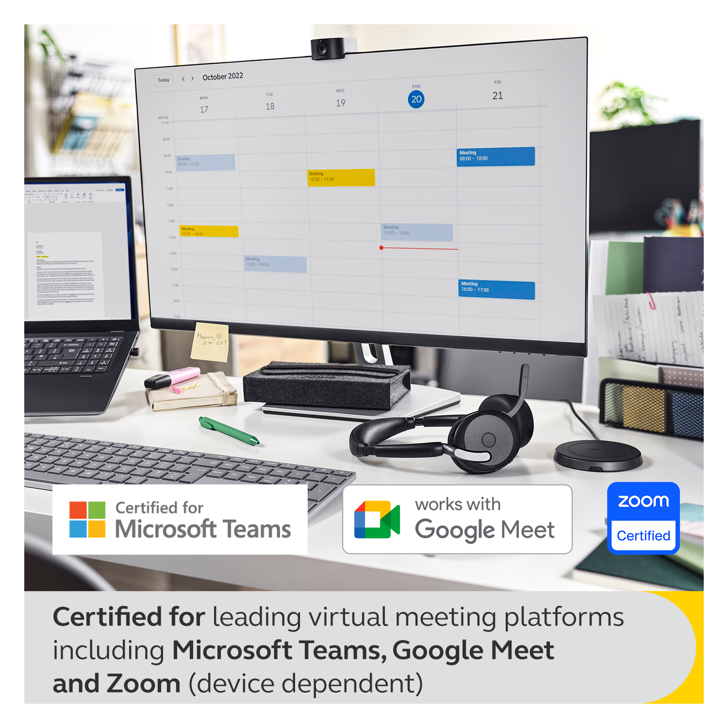 Casque d'écoute sans fil Bluetooth à suppression du bruit Evolve2 65 Flex de Jabra - Noir