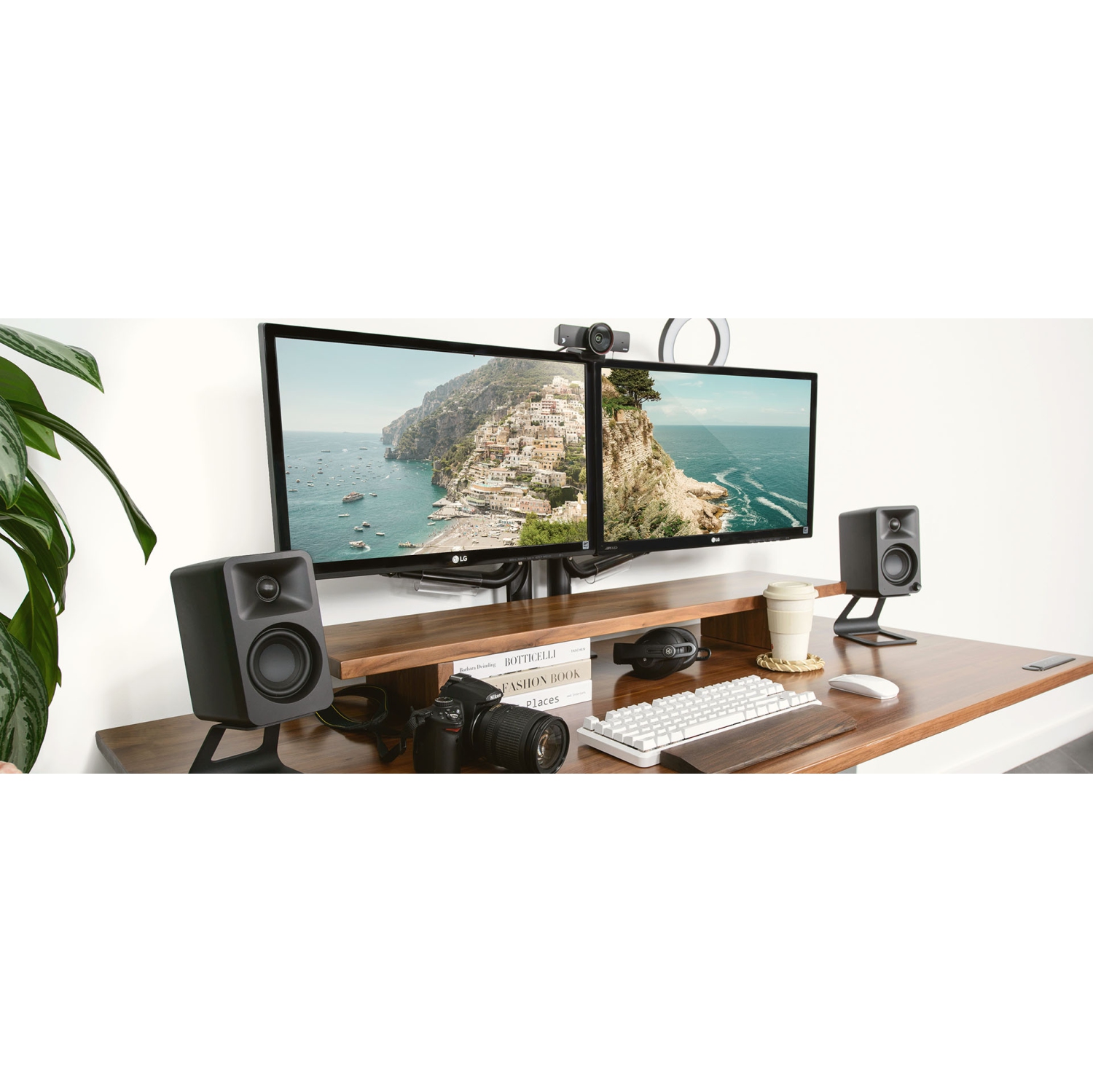 Kanto ORA 100W Powered Reference Desktop Speakers with Bluetooth - Black, Pair