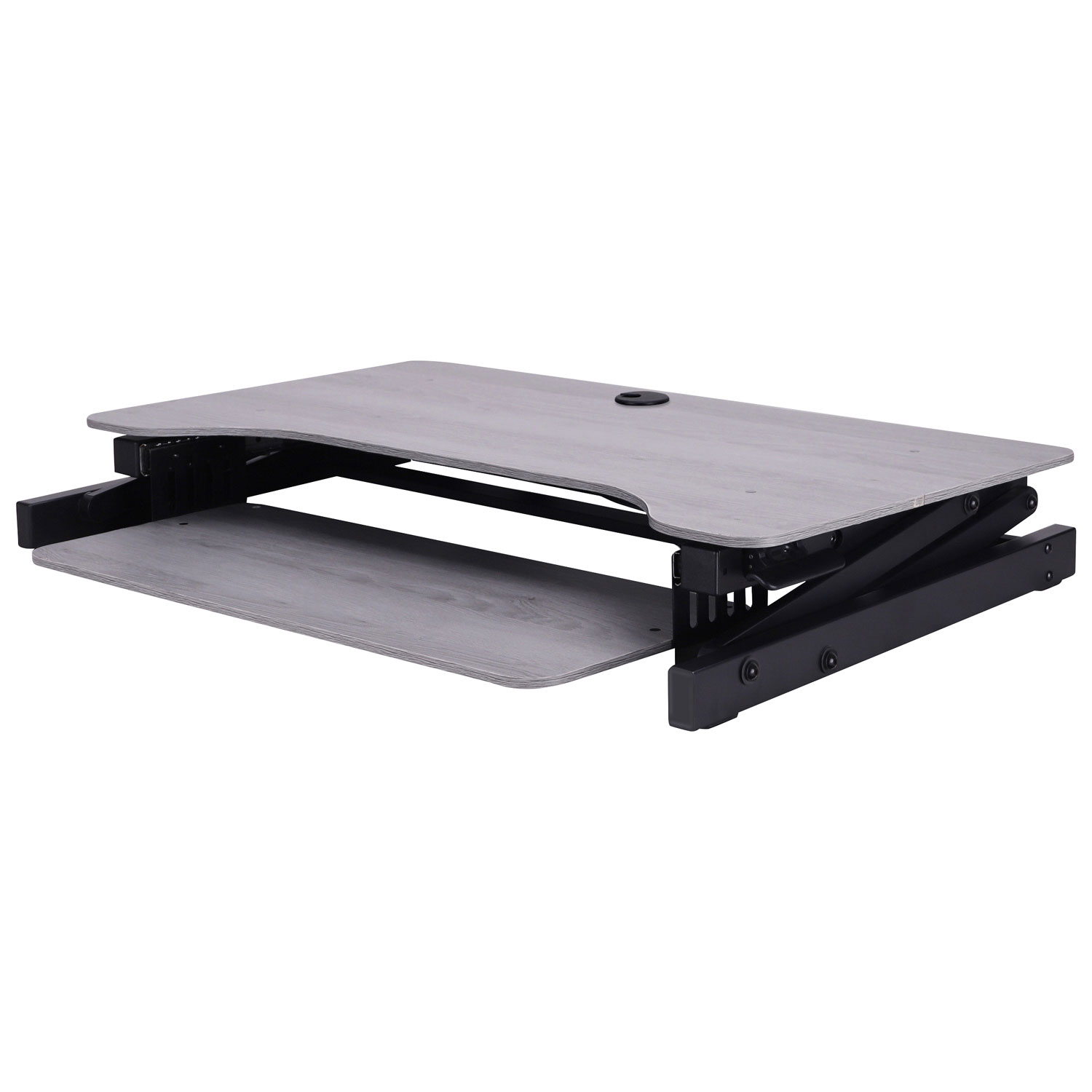 Rocelco DADR 38"W Ergonomic Adjustable Desk Riser with Keyboard Tray - Grey