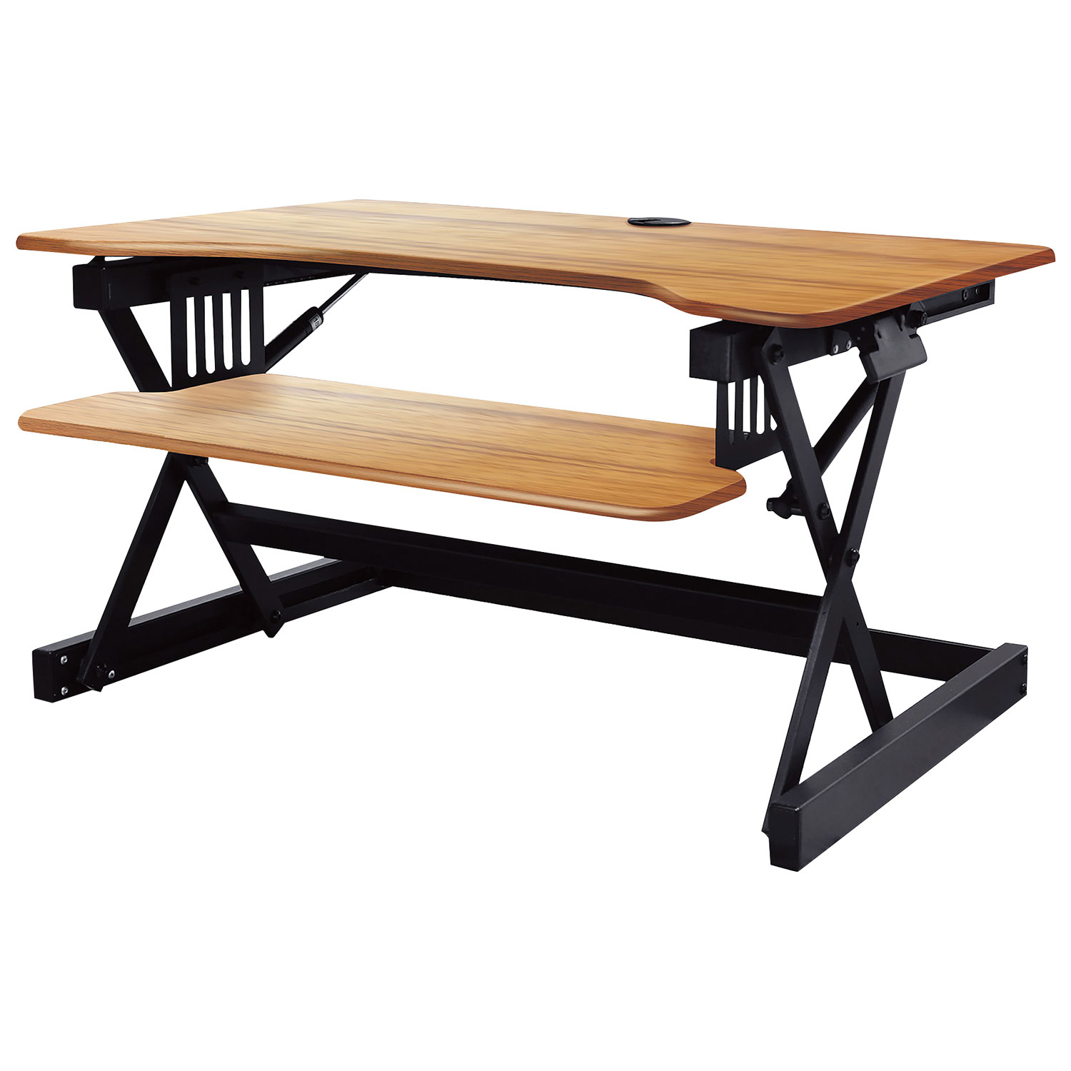 Rocelco 40"W Ergonomic Adjustable Desk Riser with Keyboard Tray - Brown