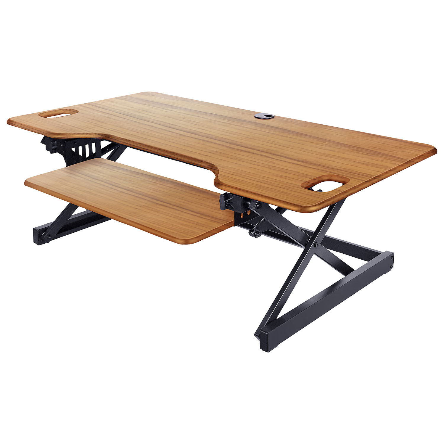 Rocelco 46"W Ergonomic Adjustable Desk Riser with Keyboard Tray - Brown