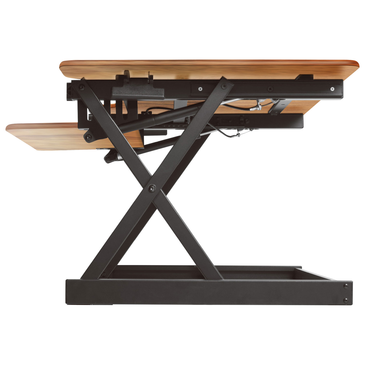 Rocelco 46"W Ergonomic Adjustable Desk Riser with Keyboard Tray - Brown