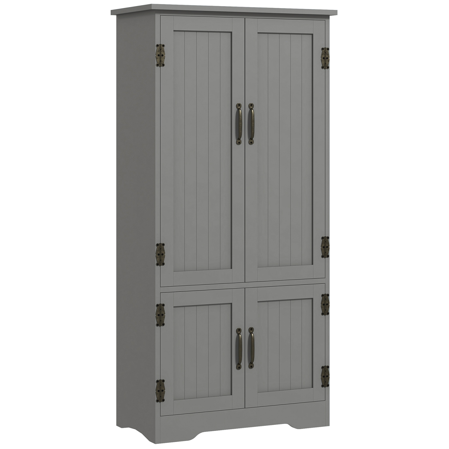 HOMCOM – Armoire garde-manger de 48&nbsp;po, armoire de rangement de cuisine autonome avec tablettes et portes ajustables, gris