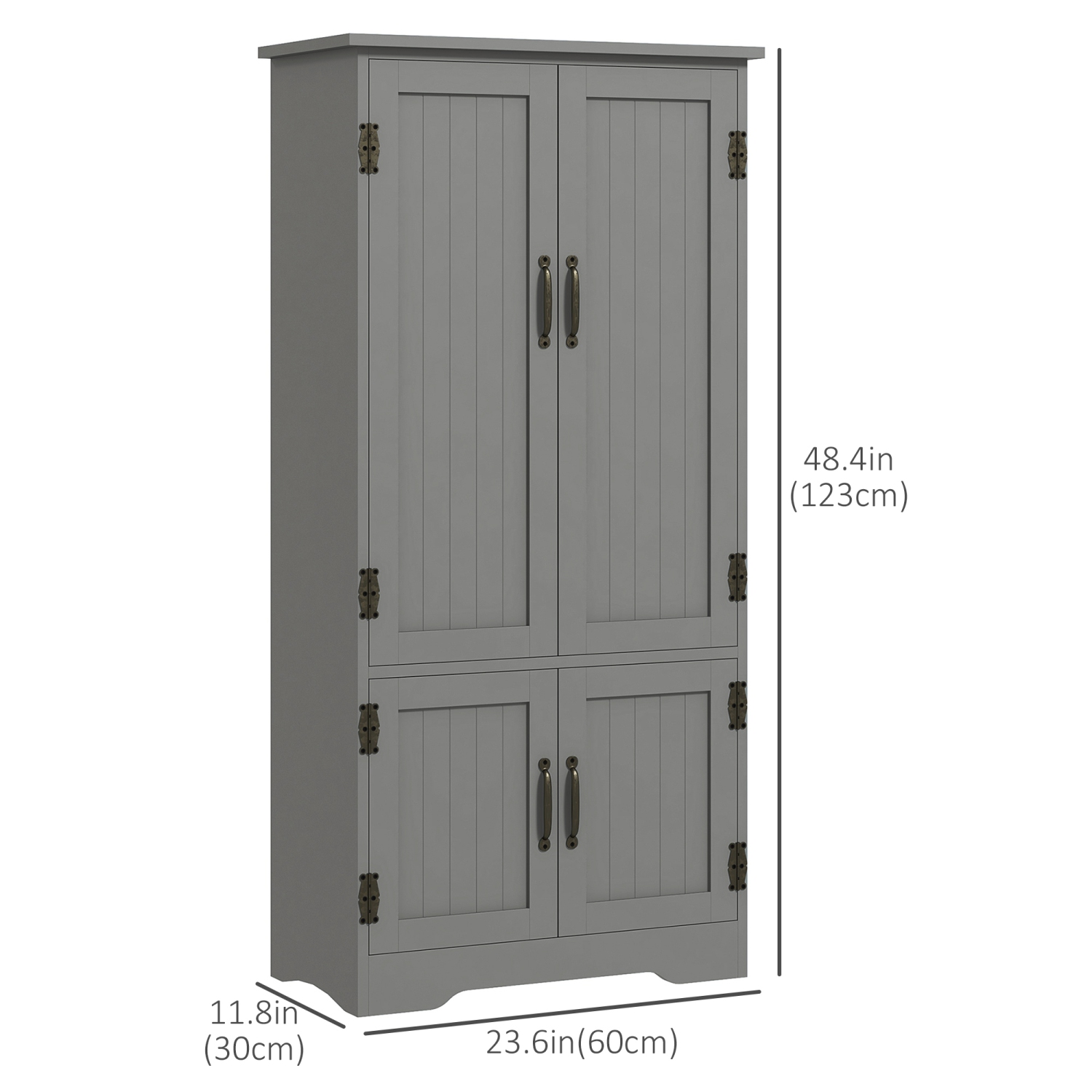 HOMCOM – Armoire garde-manger de 48 po, armoire de rangement de cuisine autonome avec tablettes et portes ajustables, gris
