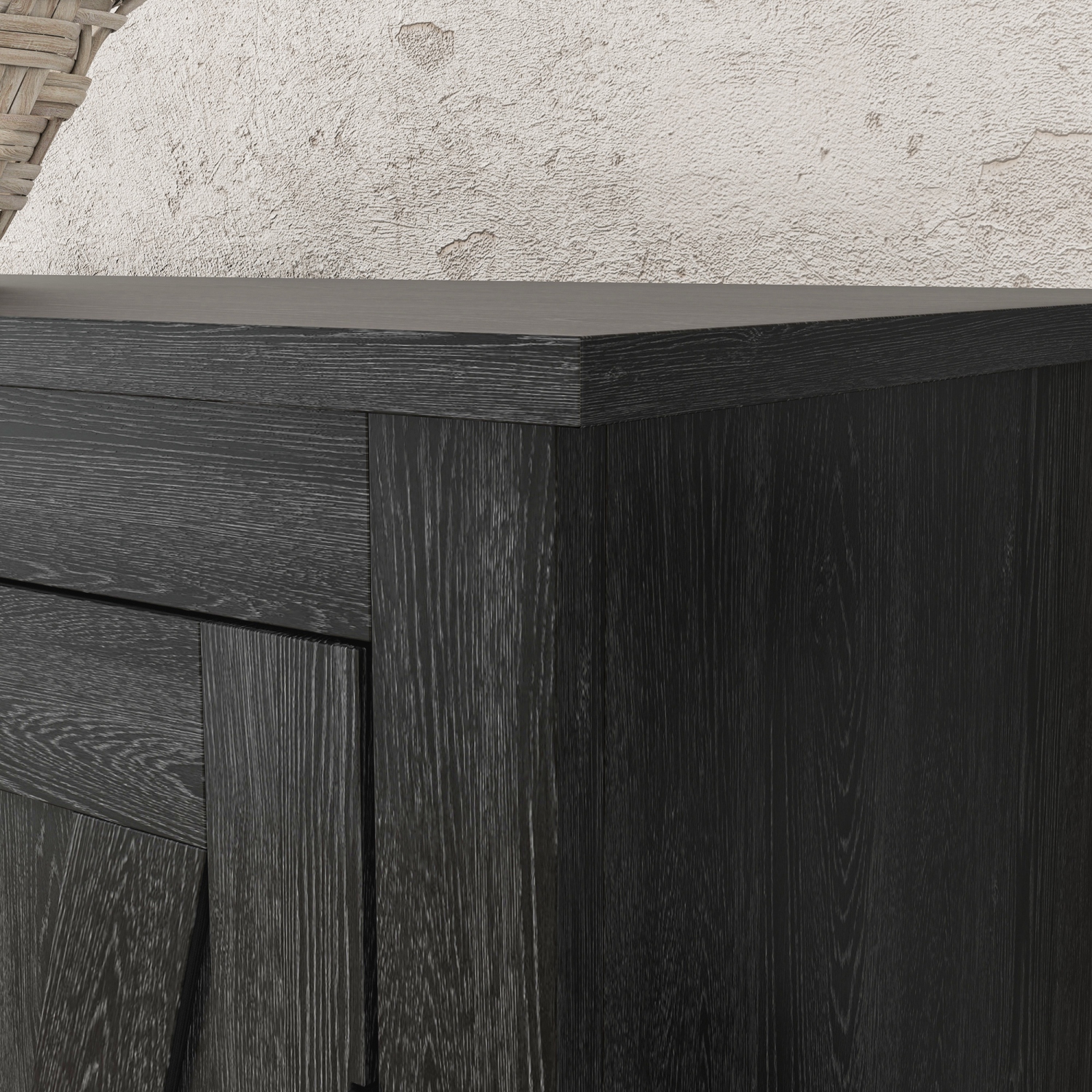 HOMCOM 72" Farmhouse Kitchen Pantry Cabinet, Buffet Storage Cabinet with 4 Barn Doors and Adjustable Shelves, Black