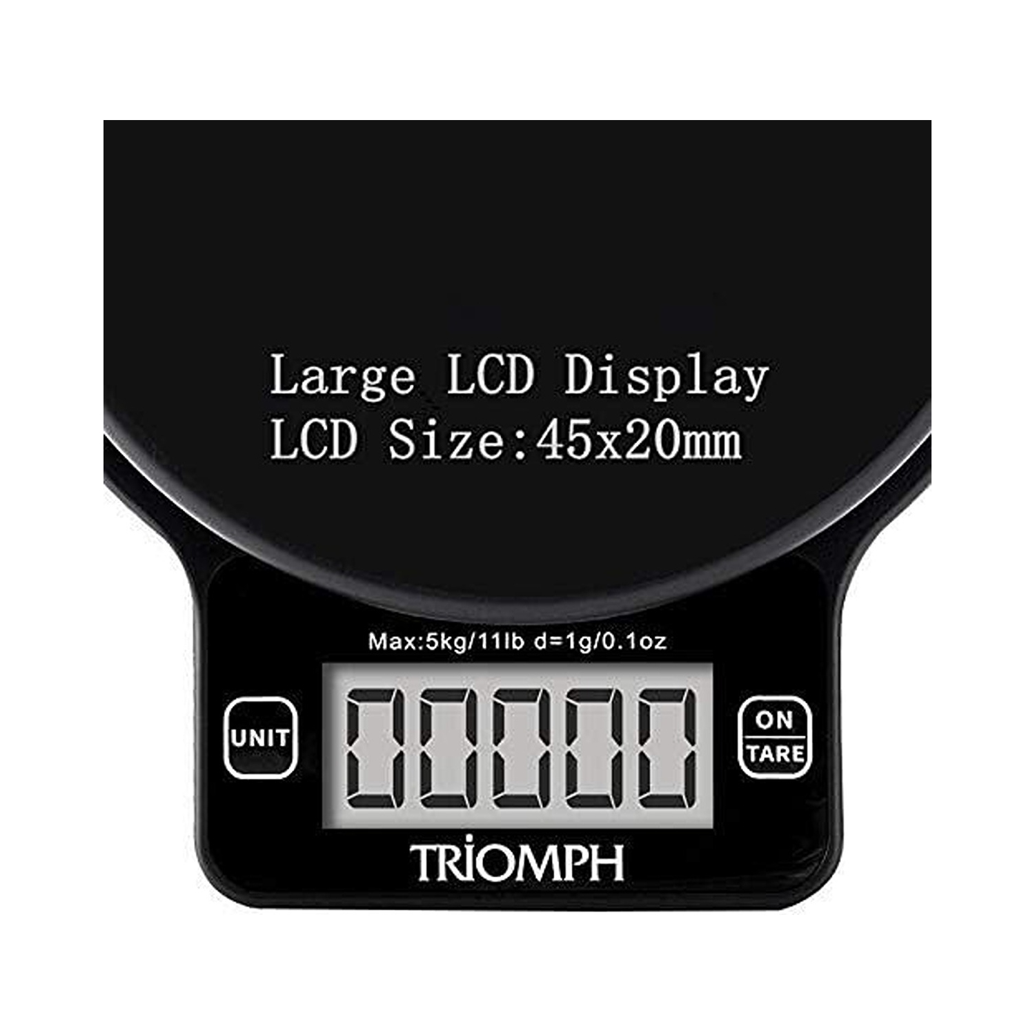 Triomph 11lbs Capacity Multifunctional Petite Kitchen Scale - Black