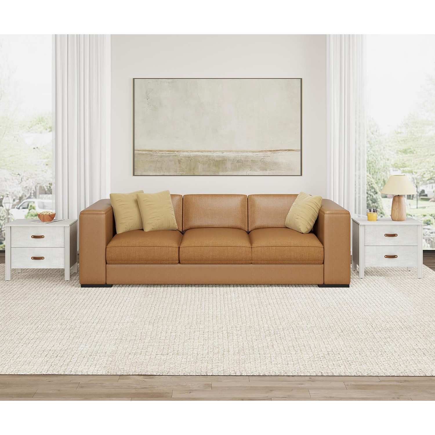 WAMPAT End Tables Set of 2 for Bedroom,Small Side Table Wood Nightstand with 2 Drawers for Living Room,Office,White