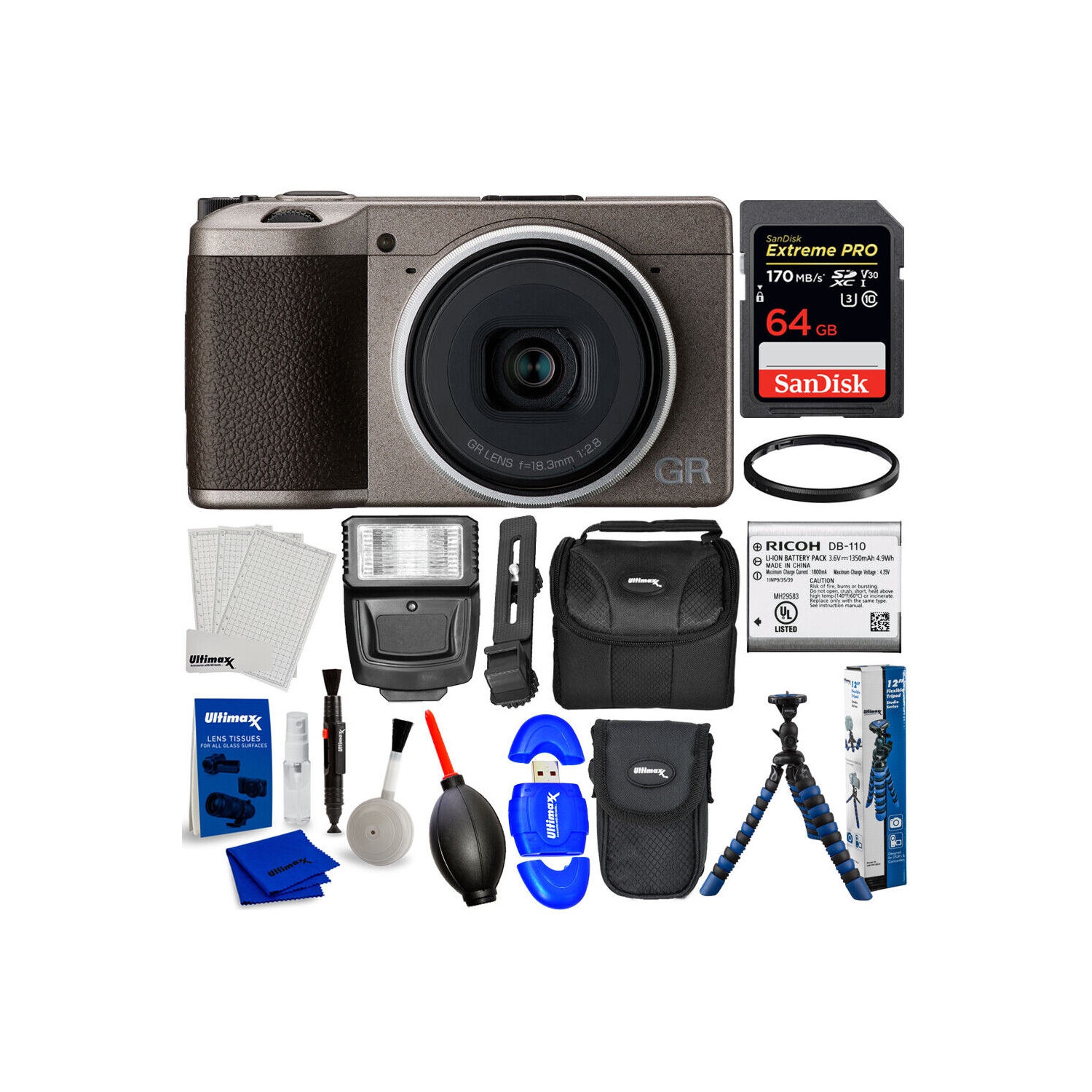 Ricoh GR III Diary Edition Digital Camera 01249 - 10PC Accessory Bundle