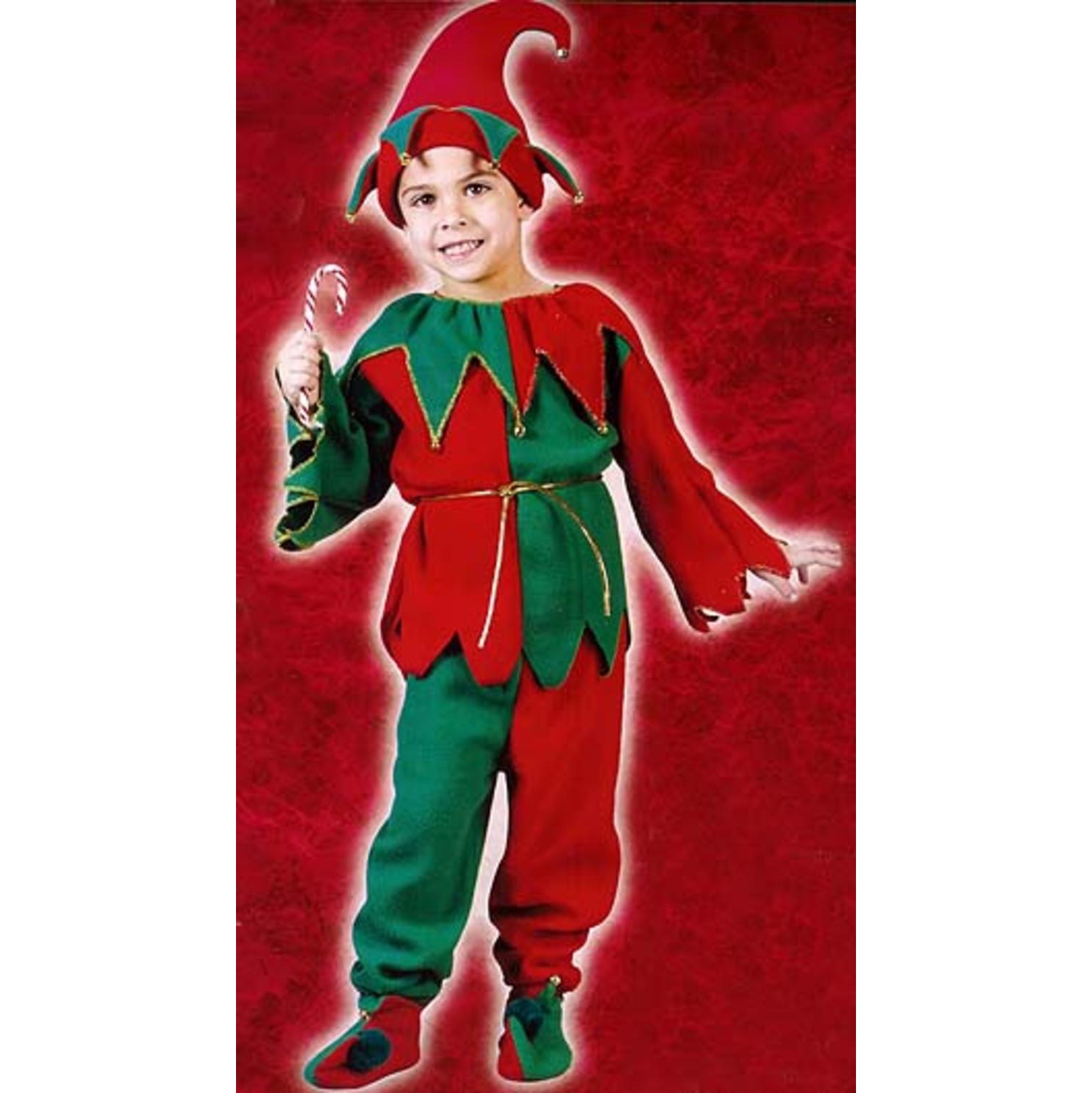 Red and Green Elf Plush Unisex Child Christmas Costume - Small