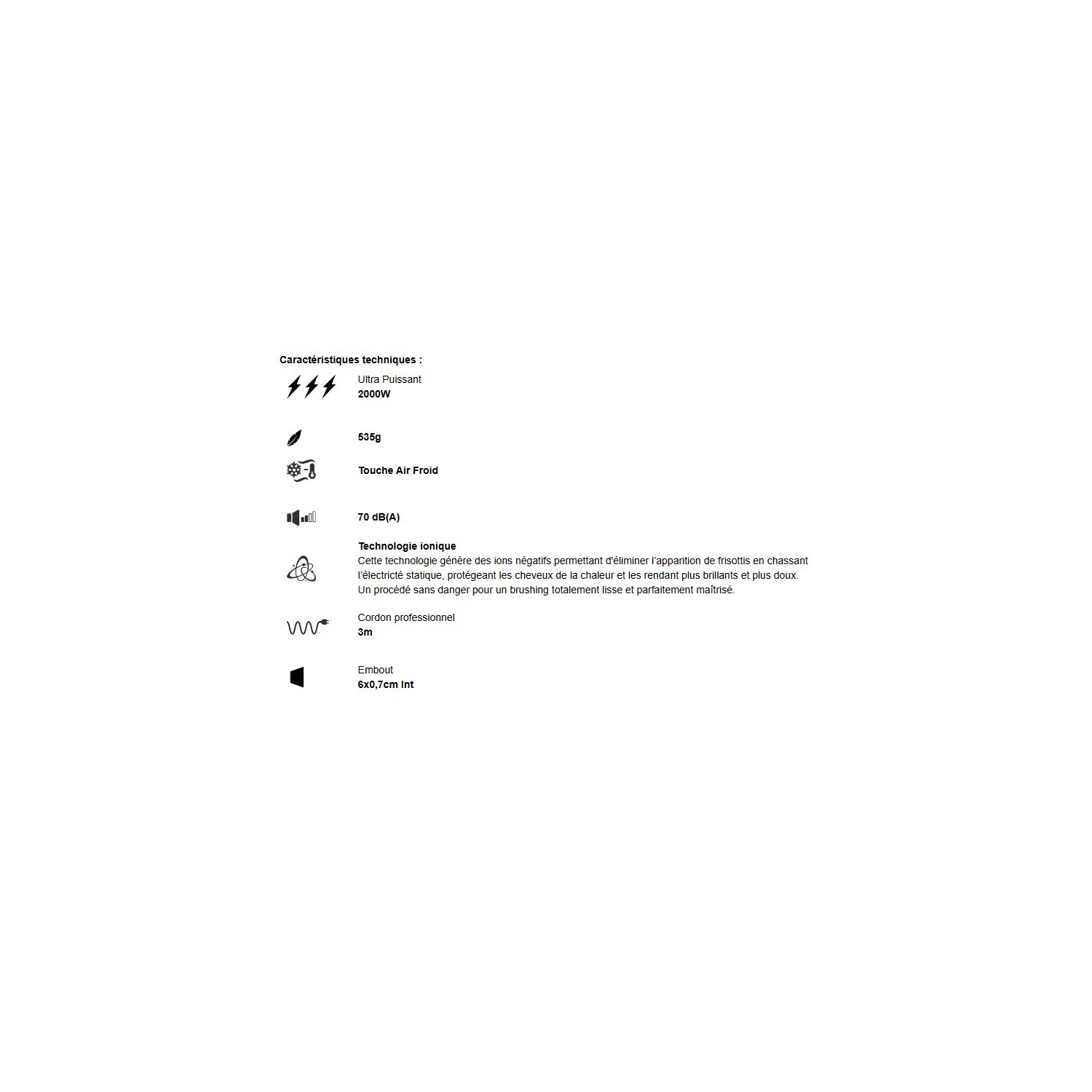 Electa Paris - TGR 2,0i ultra-puissant sèche-cheveux noir intense