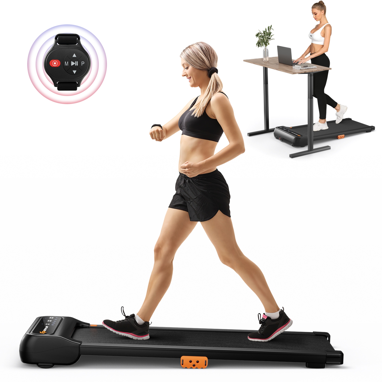 Costway Walking Pad 2 in 1 Under Desk Treadmill for Home with Watch Remote Control & LED Display