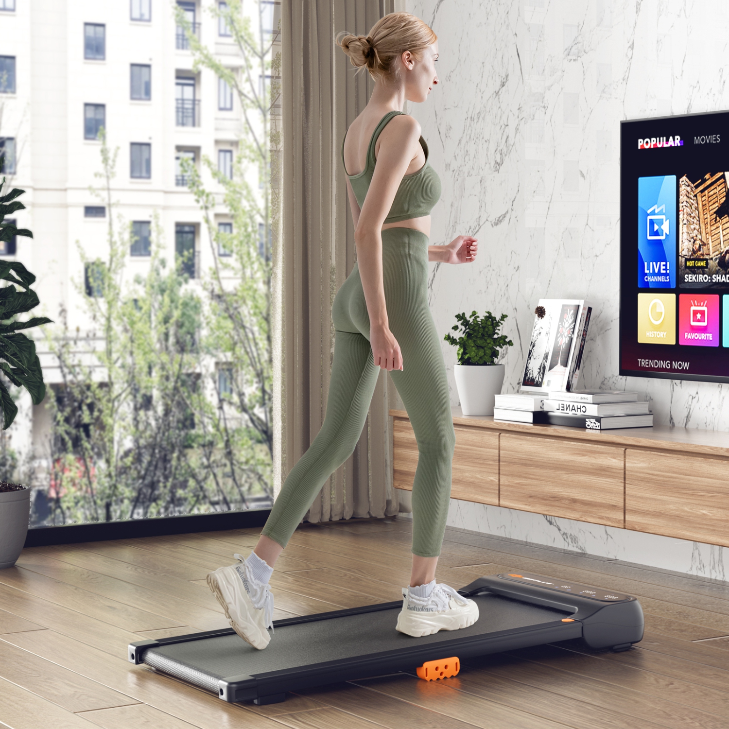 Costway Walking Pad 2 in 1 Under Desk Treadmill for Home with Watch Remote Control & LED Display