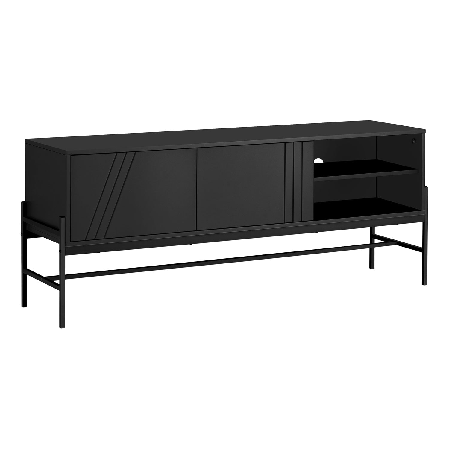 Monarch Specialties I 2734 - Tv Stand, 60 Inch, Console, Media Entertainment Center, Storage Cabinet, Living Room, Bedroom, Black Laminate, Black