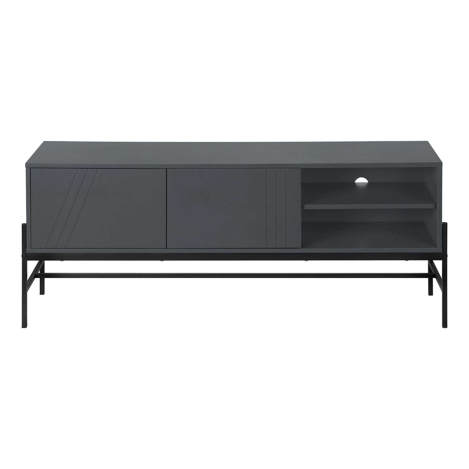 Monarch Specialties I 2739 - Tv Stand, 60 Inch, Console, Media Entertainment Center, Storage Cabinet, Living Room, Bedroom, Grey Laminate, Black