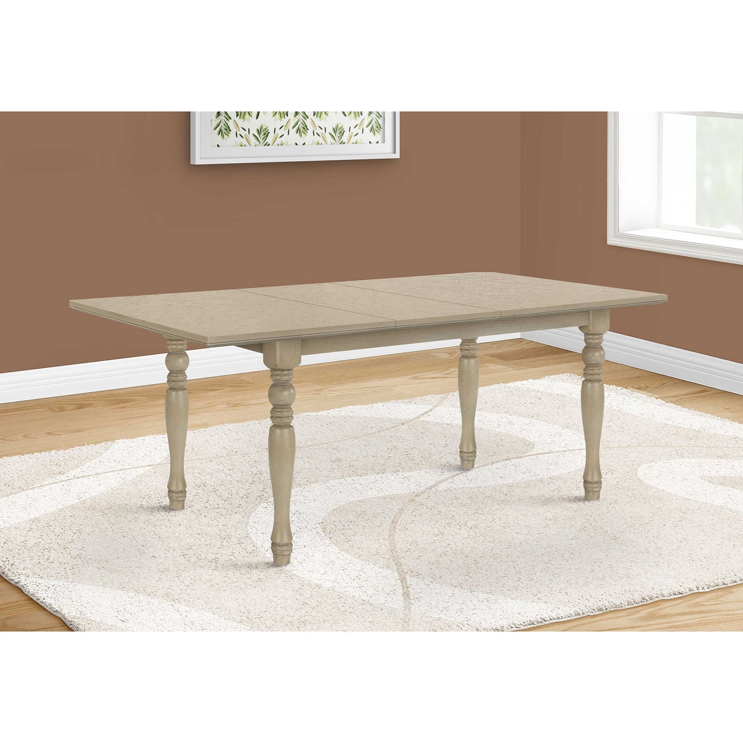Monarch Specialties I 1391 - Dining Table, 78" Rectangular, 18" Extension Panel, Veneer Top, Solid Wood Legs, Dining Room, Kitchen, Antique Grey