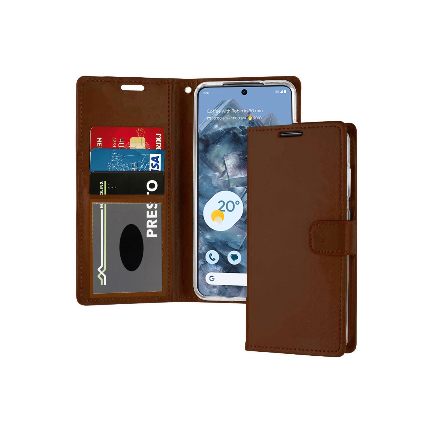 Étui-portefeuille magnétique XCRS, pochette en cuir de polyuréthane avec fente pour carte et support pour Google Pixel 8 Pro 2023