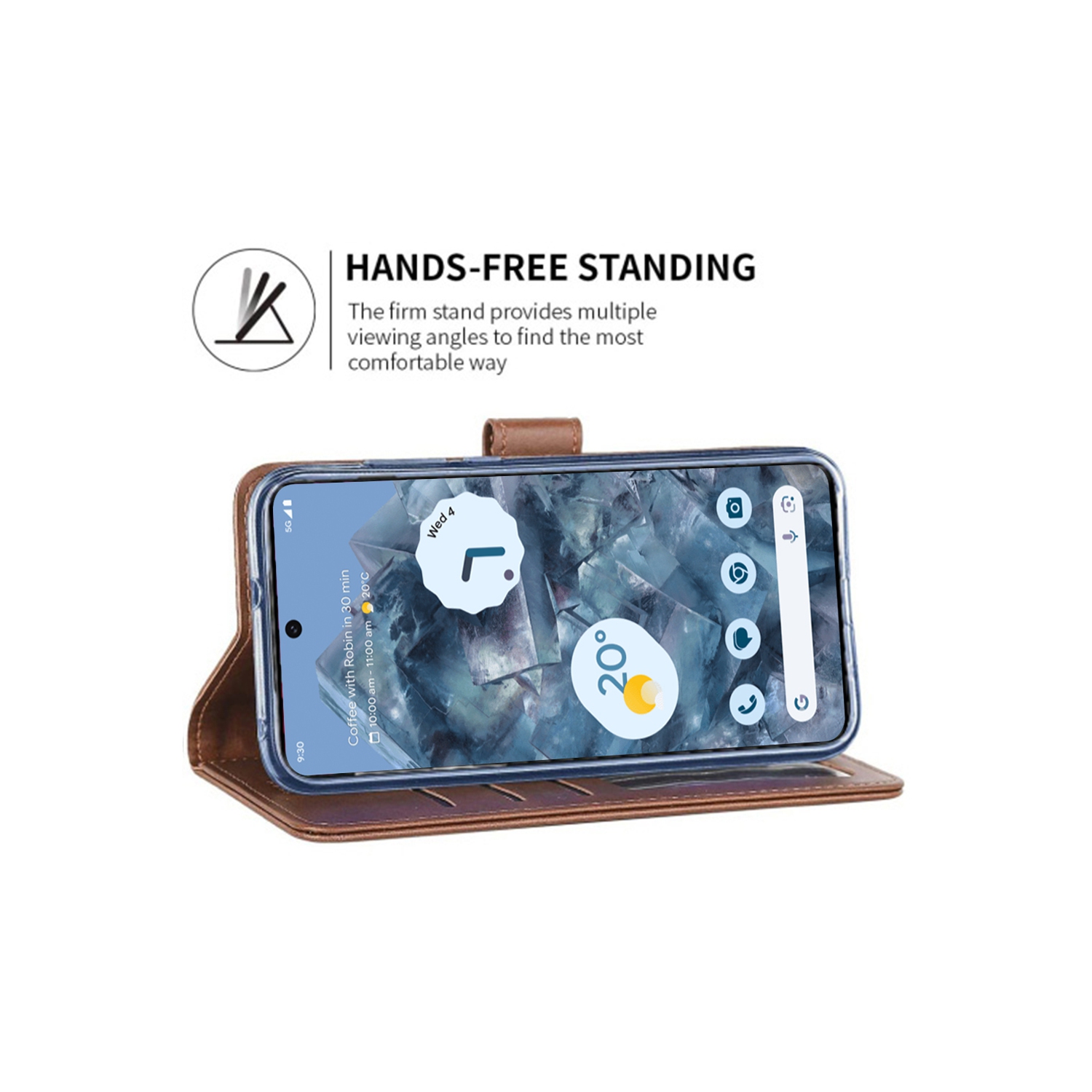 Étui-portefeuille magnétique XCRS, pochette en cuir de polyuréthane avec fente pour carte et support pour Google Pixel 8 Pro 2023