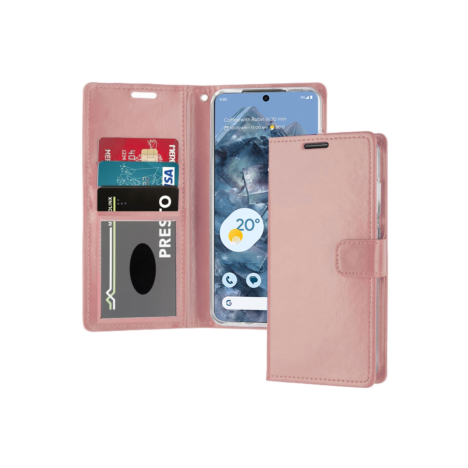 Étui-portefeuille magnétique XCRS, pochette en cuir de polyuréthane avec fente pour carte et support pour Google Pixel 8 Pro 2023