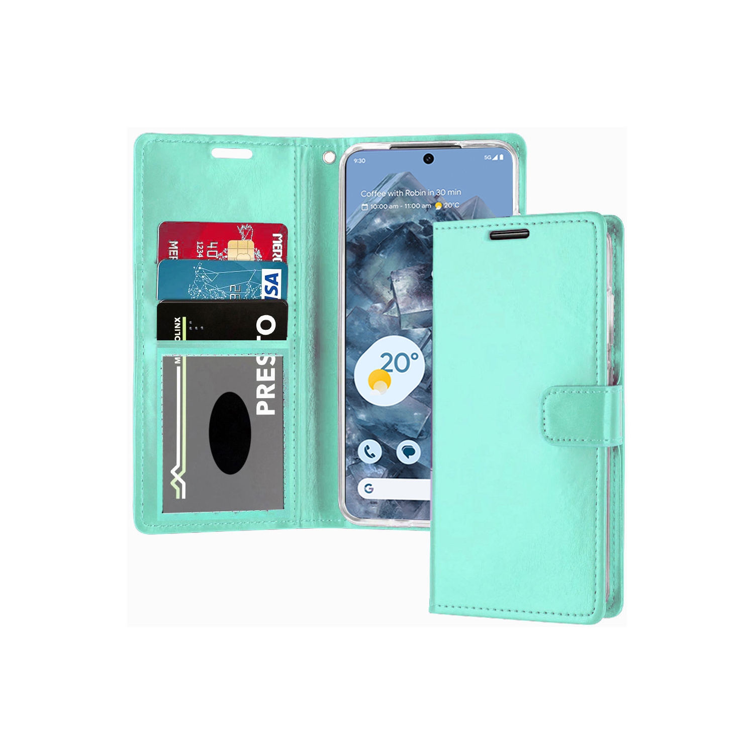 Étui-portefeuille magnétique XCRS, pochette en cuir de polyuréthane avec fente pour carte et support pour Google Pixel 8 Pro 2023