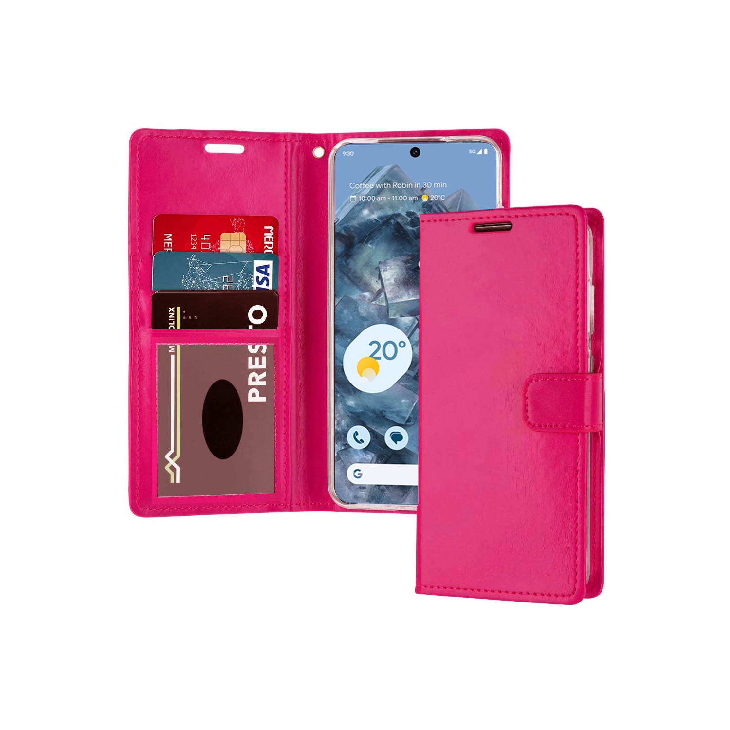 Étui-portefeuille magnétique XCRS, pochette en cuir de polyuréthane avec fente pour carte et support pour Google Pixel 8 Pro 2023