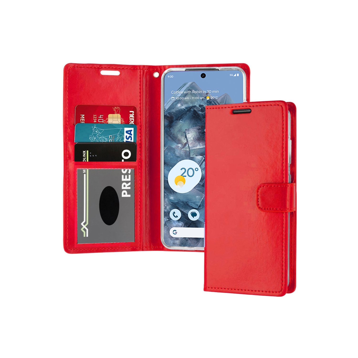 Étui-portefeuille magnétique XCRS, pochette en cuir de polyuréthane avec fente pour carte et support pour Google Pixel 8 Pro 2023