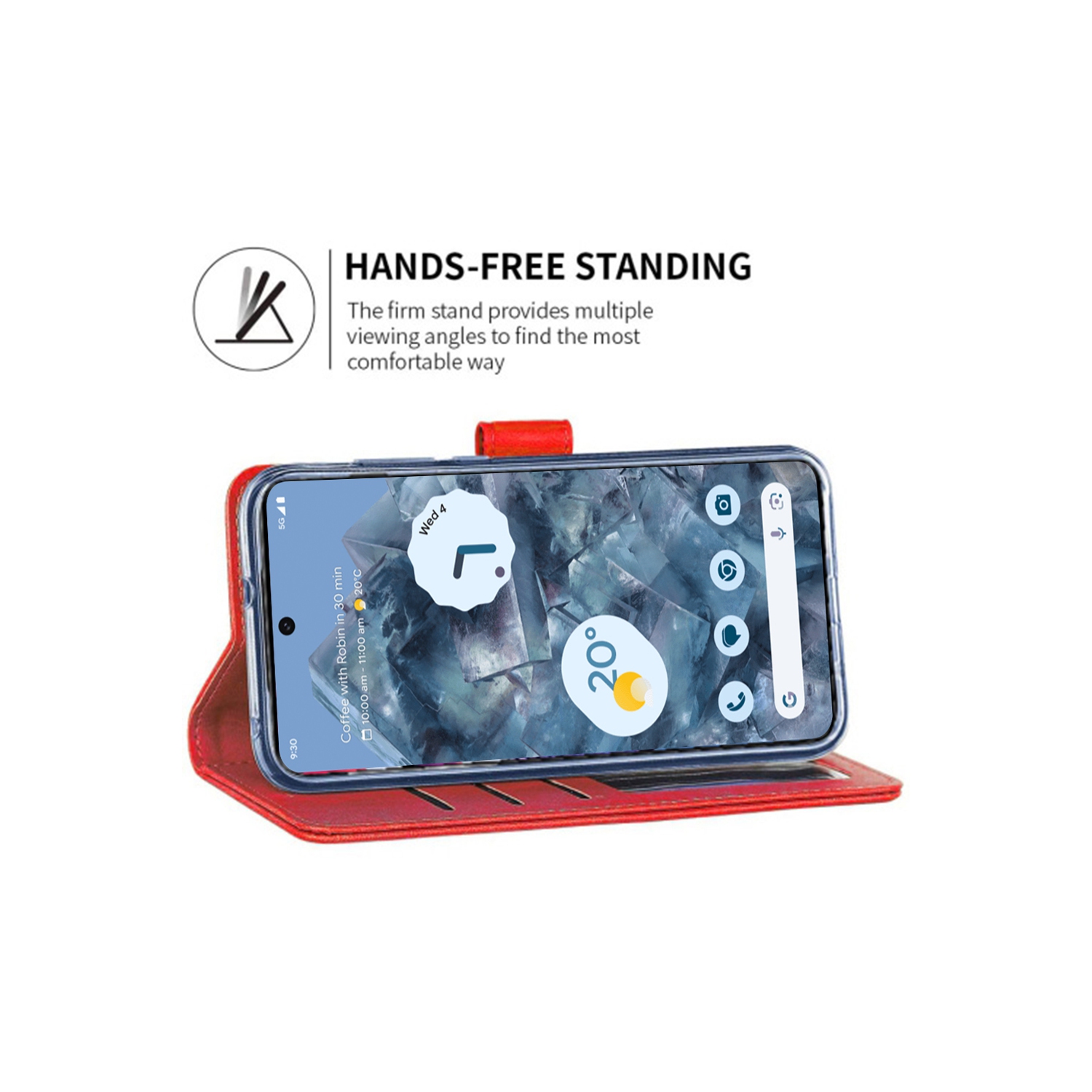 Étui-portefeuille magnétique XCRS, pochette en cuir de polyuréthane avec fente pour carte et support pour Google Pixel 8 Pro 2023