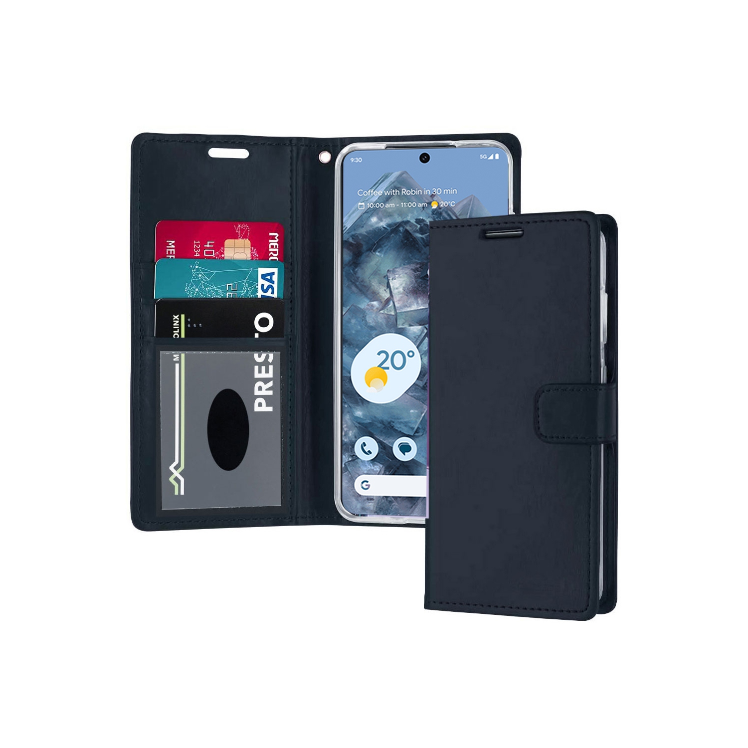 Étui-portefeuille magnétique XCRS, pochette en cuir de polyuréthane avec fente pour carte et support pour Google Pixel 8 Pro 2023