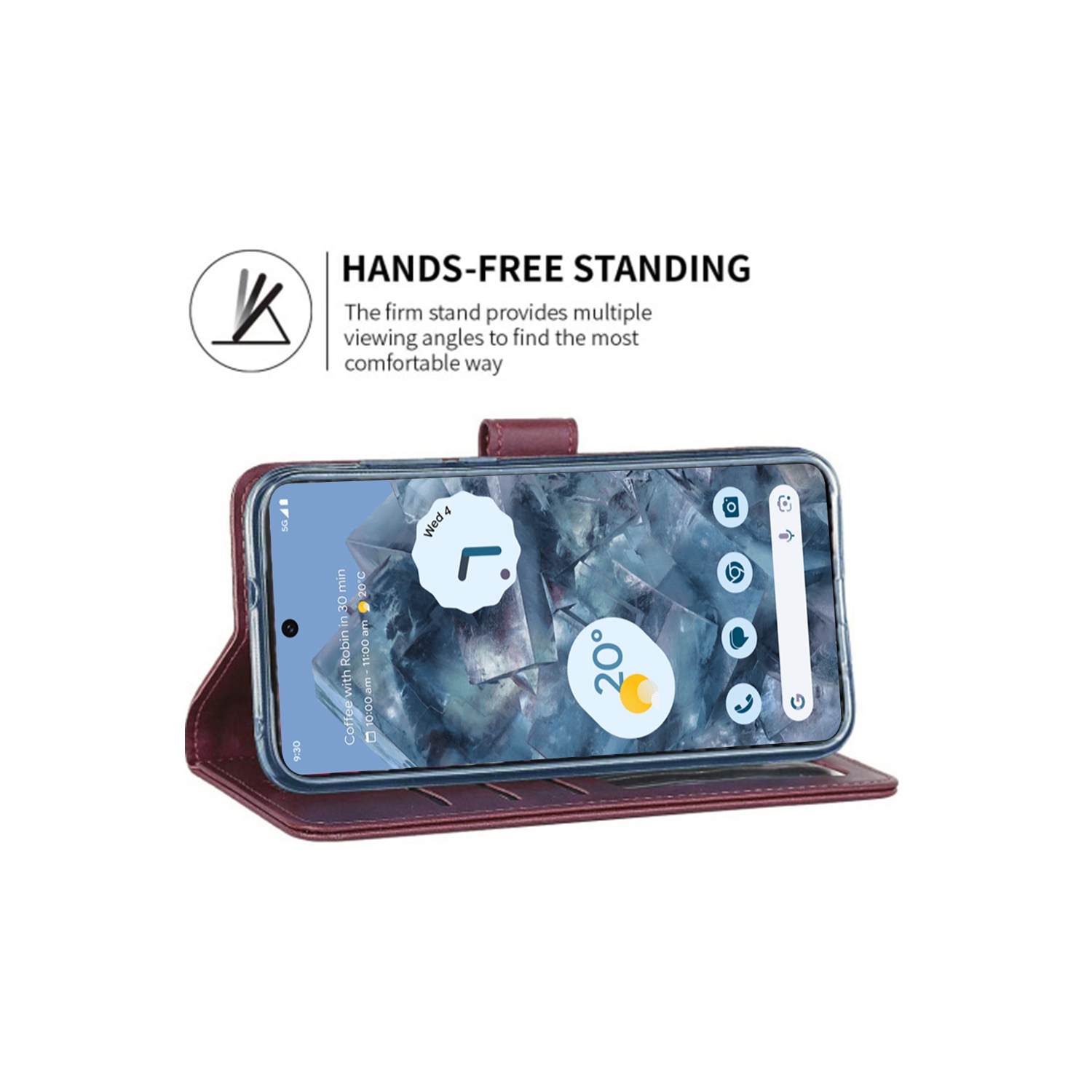 Étui-portefeuille magnétique XCRS, pochette en cuir de polyuréthane avec fente pour carte et support pour Google Pixel 8 Pro 2023