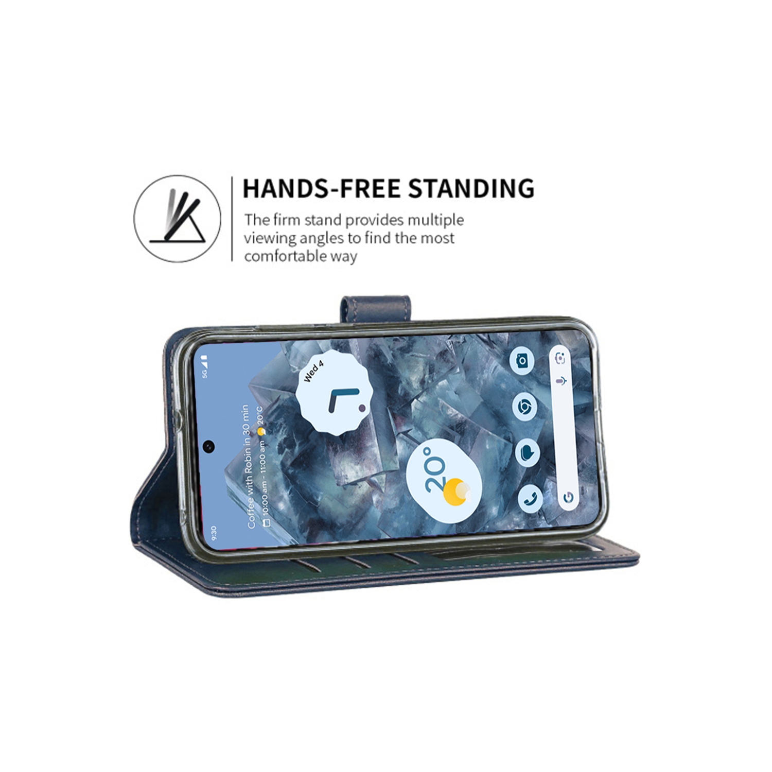 Étui portefeuille magnétique XCRS, pochette en cuir de polyuréthane avec fente pour carte et support pour Google Pixel 8 2023