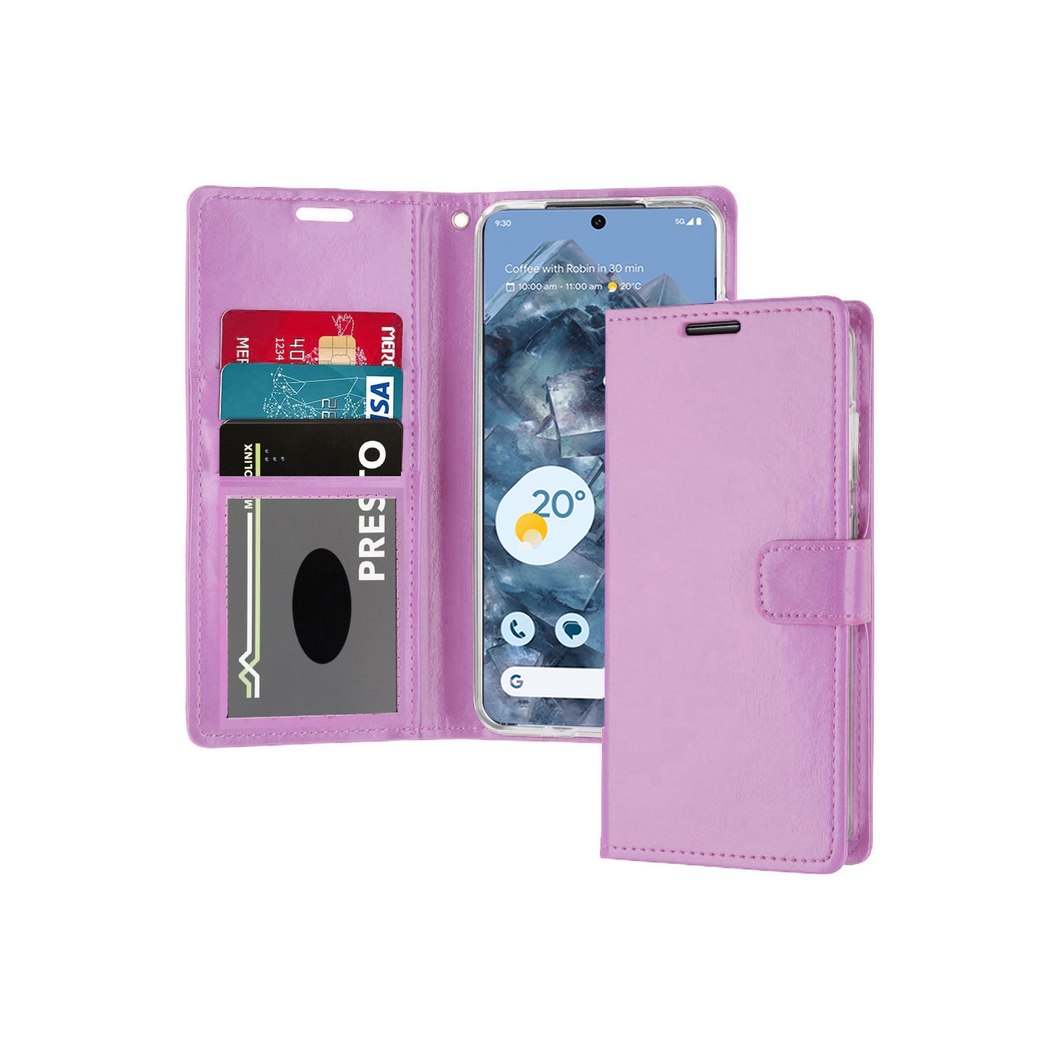 XCRS Folio Magnetic Wallet Cover, PU Leather Pouch with Card Slot and Stand Case for Google Pixel 8 2023