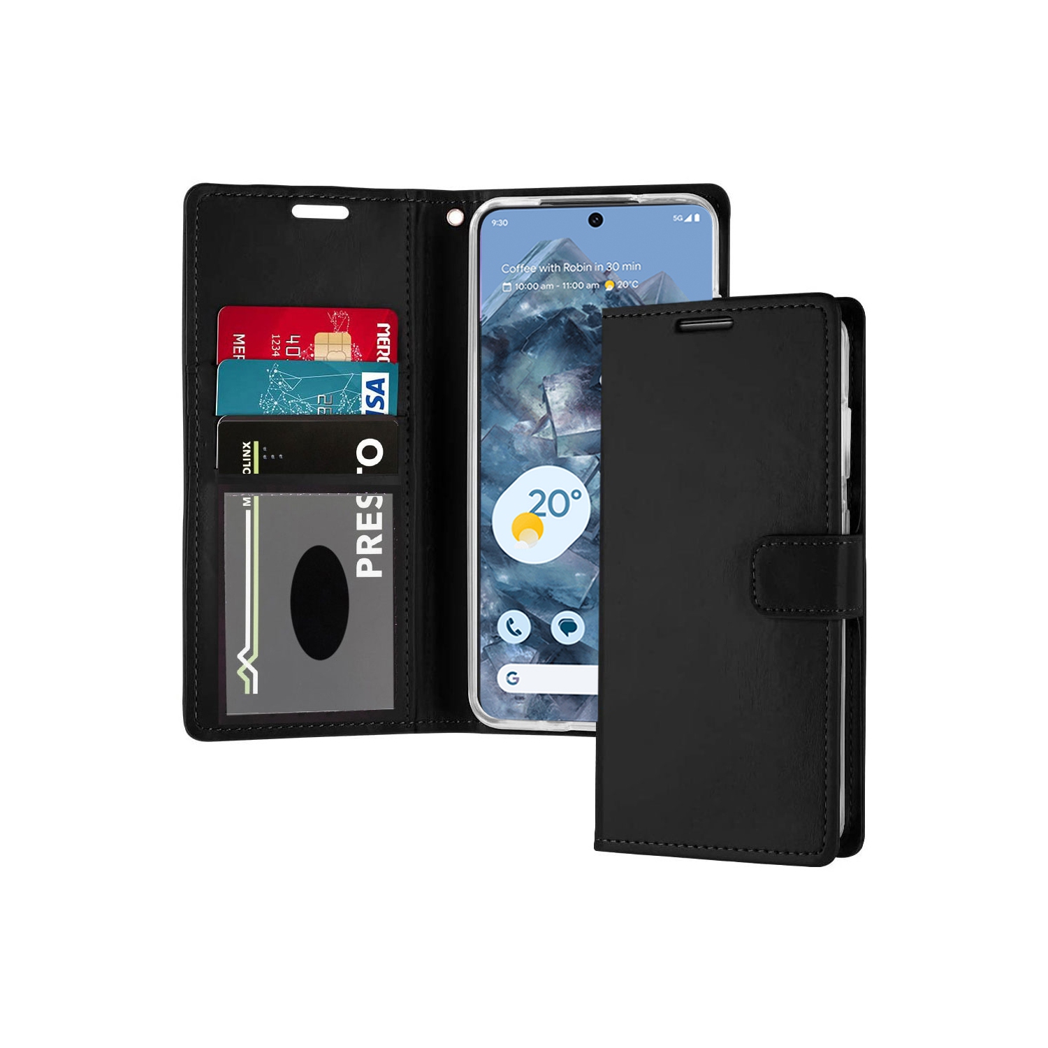 Étui portefeuille magnétique XCRS, pochette en cuir de polyuréthane avec fente pour carte et support pour Google Pixel 8 2023