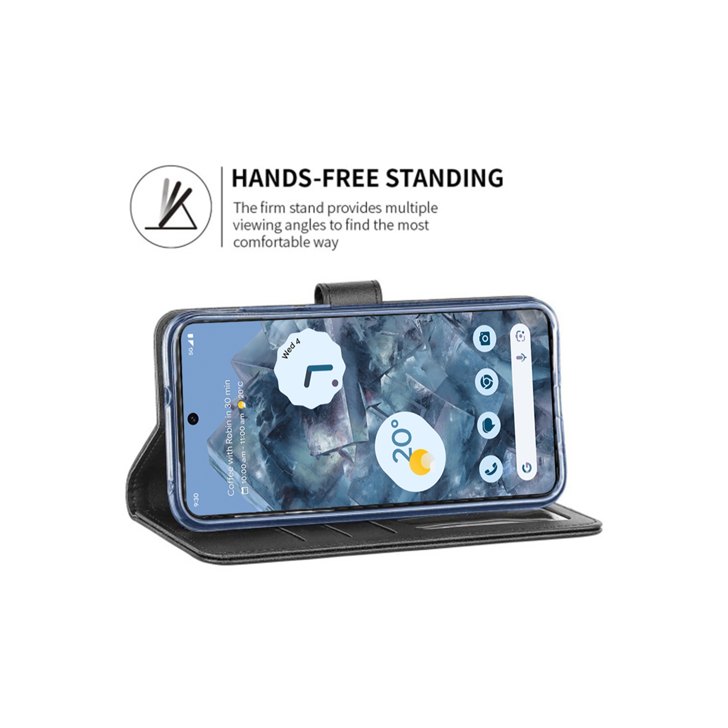 Étui portefeuille magnétique XCRS, pochette en cuir de polyuréthane avec fente pour carte et support pour Google Pixel 8 2023