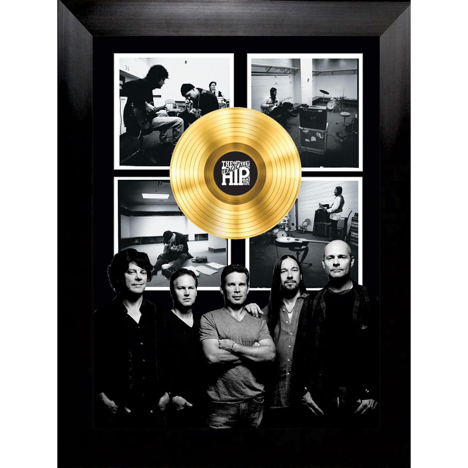Oeuvre encadrée The Tragically Hip: Oeuvre encadrée Polaroids avec disque vinyle Argent de Frameworth